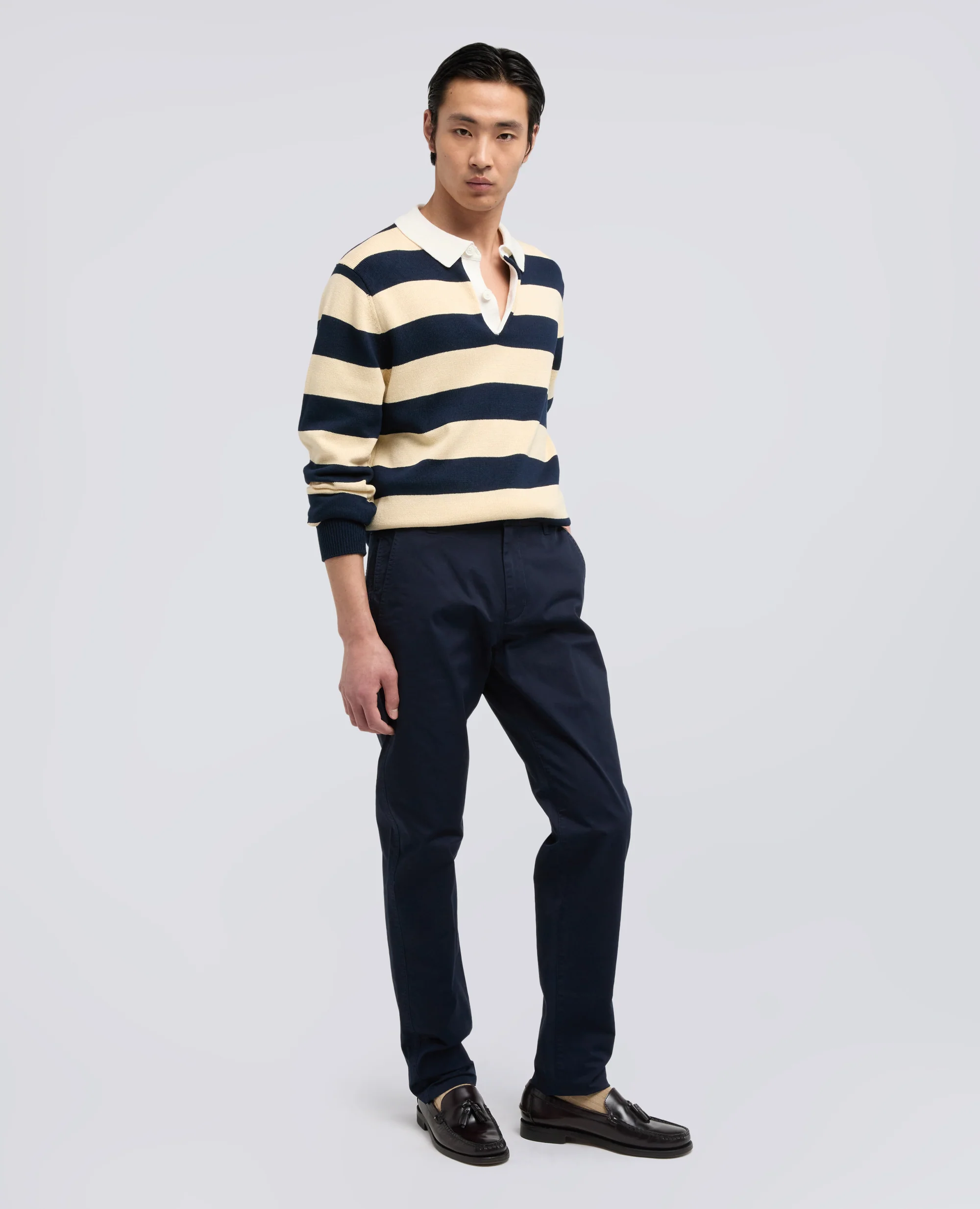 PANTALONE IN TWILL DI COTONE STRETCH - NAVY - Image 2