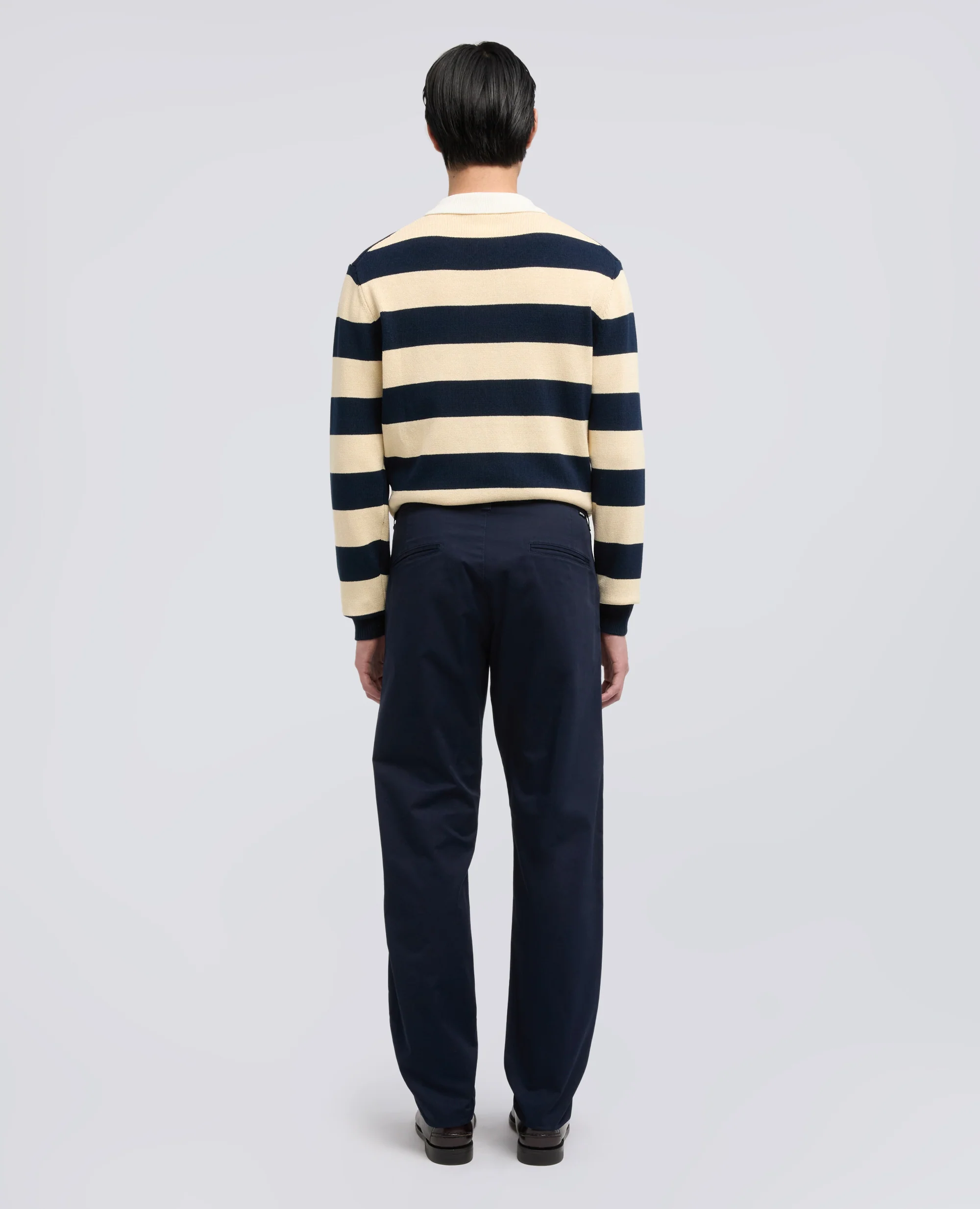 PANTALONE IN TWILL DI COTONE STRETCH - NAVY - Image 3