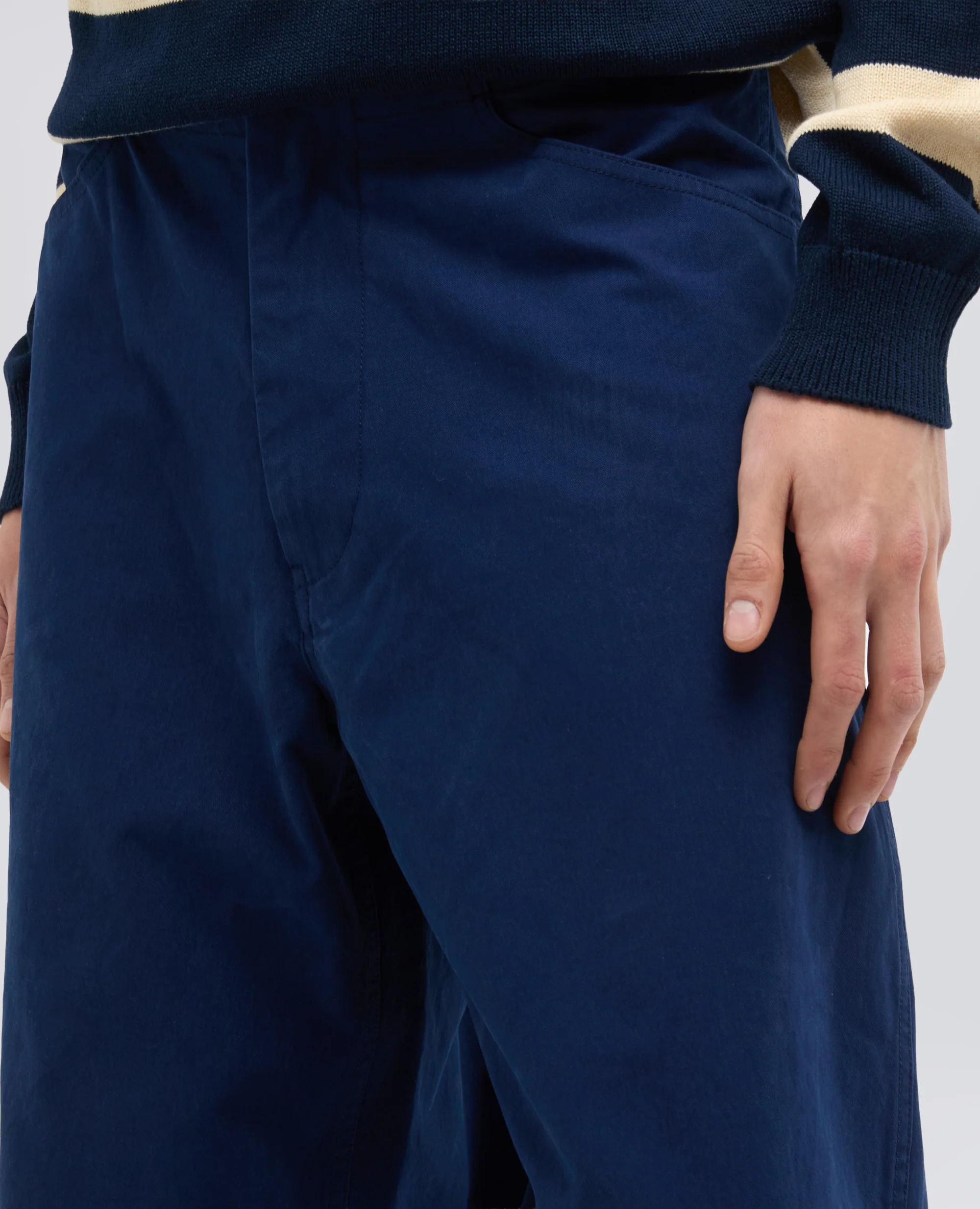 PANTALONE IN CANVAS DI COTONE TINTO PEZZA - INCHIOSTRO - Image 4