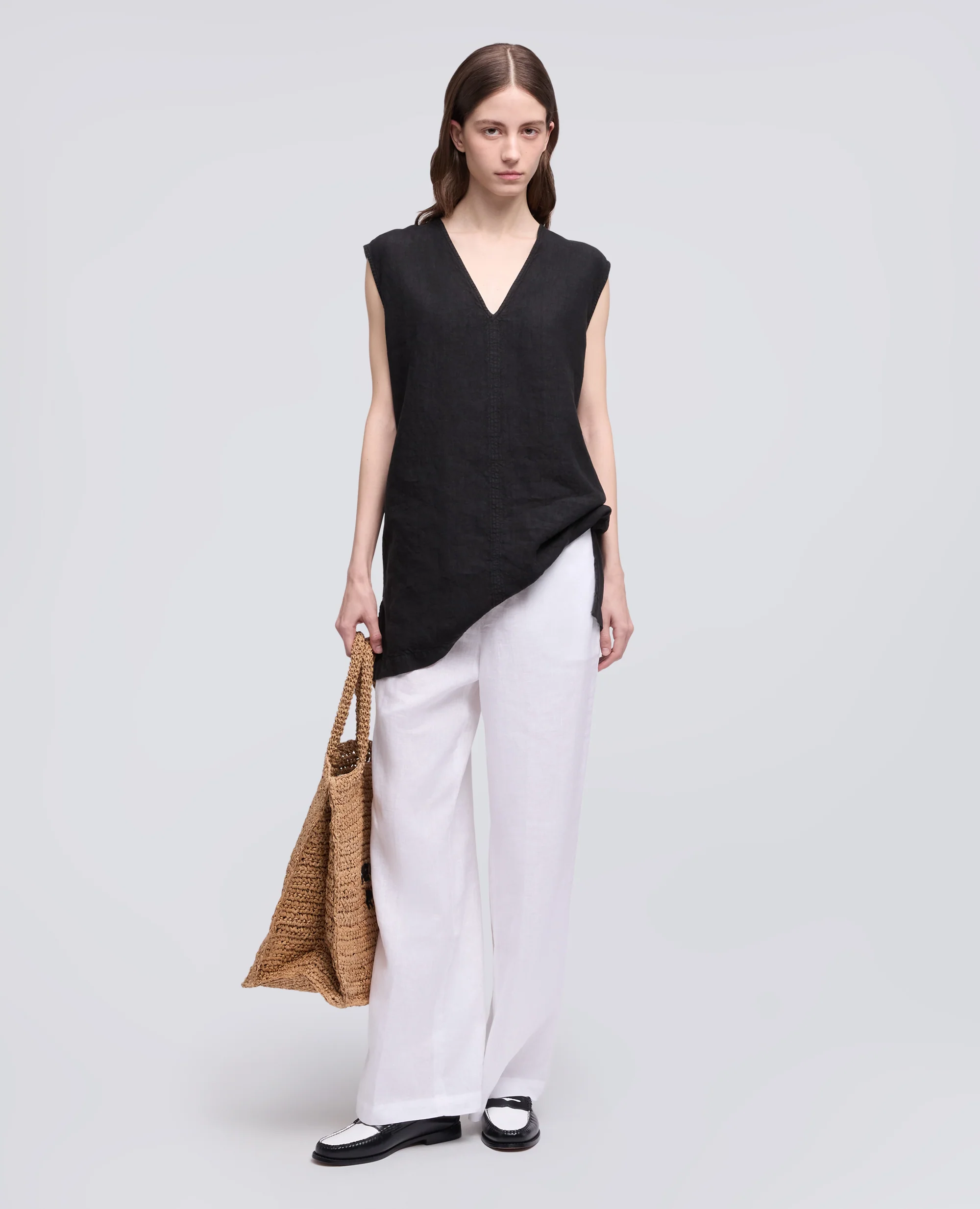 PANTALONE IN LINO - BIANCO - Image 2