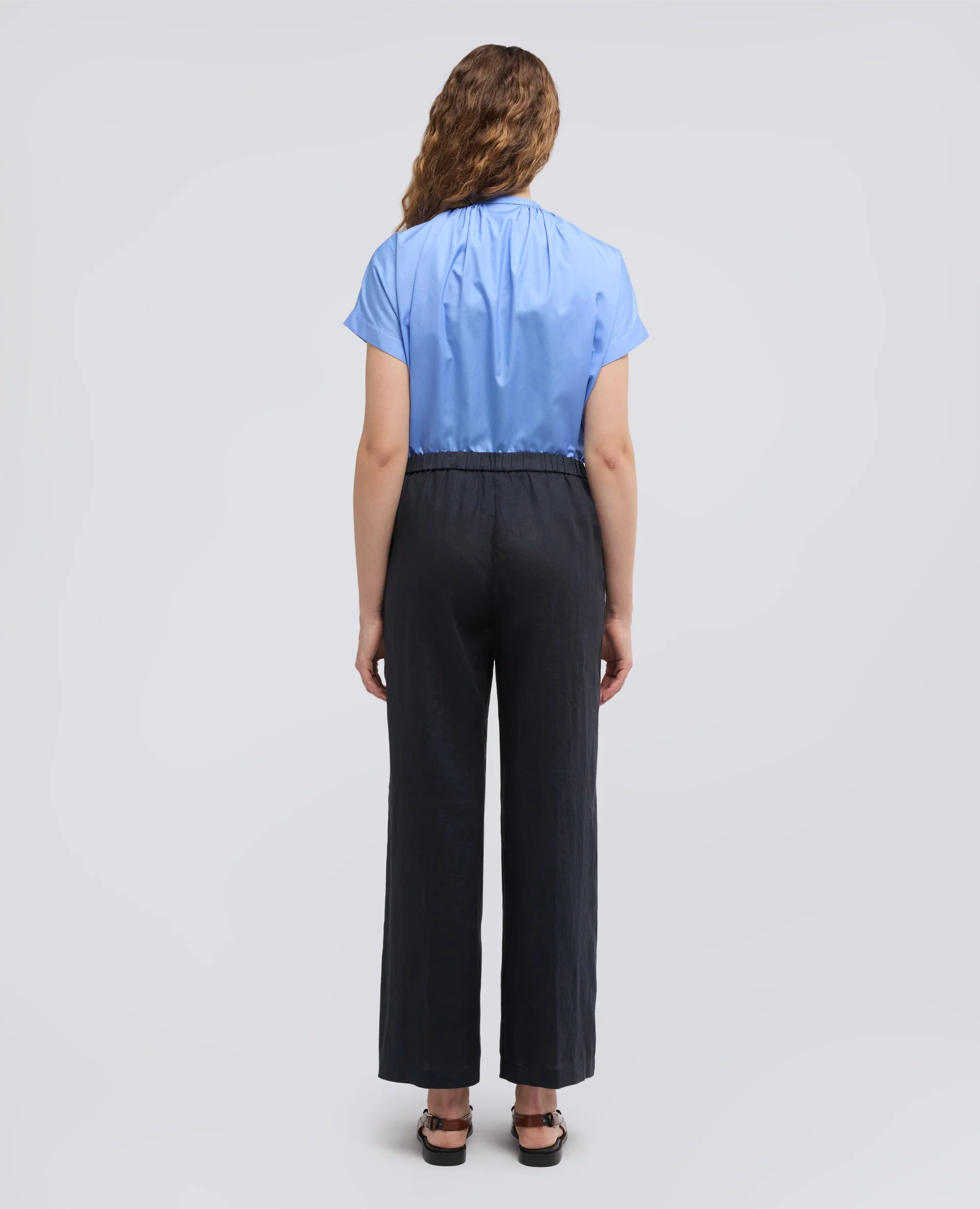 PANTALONE IN LINO - NAVY - Image 3