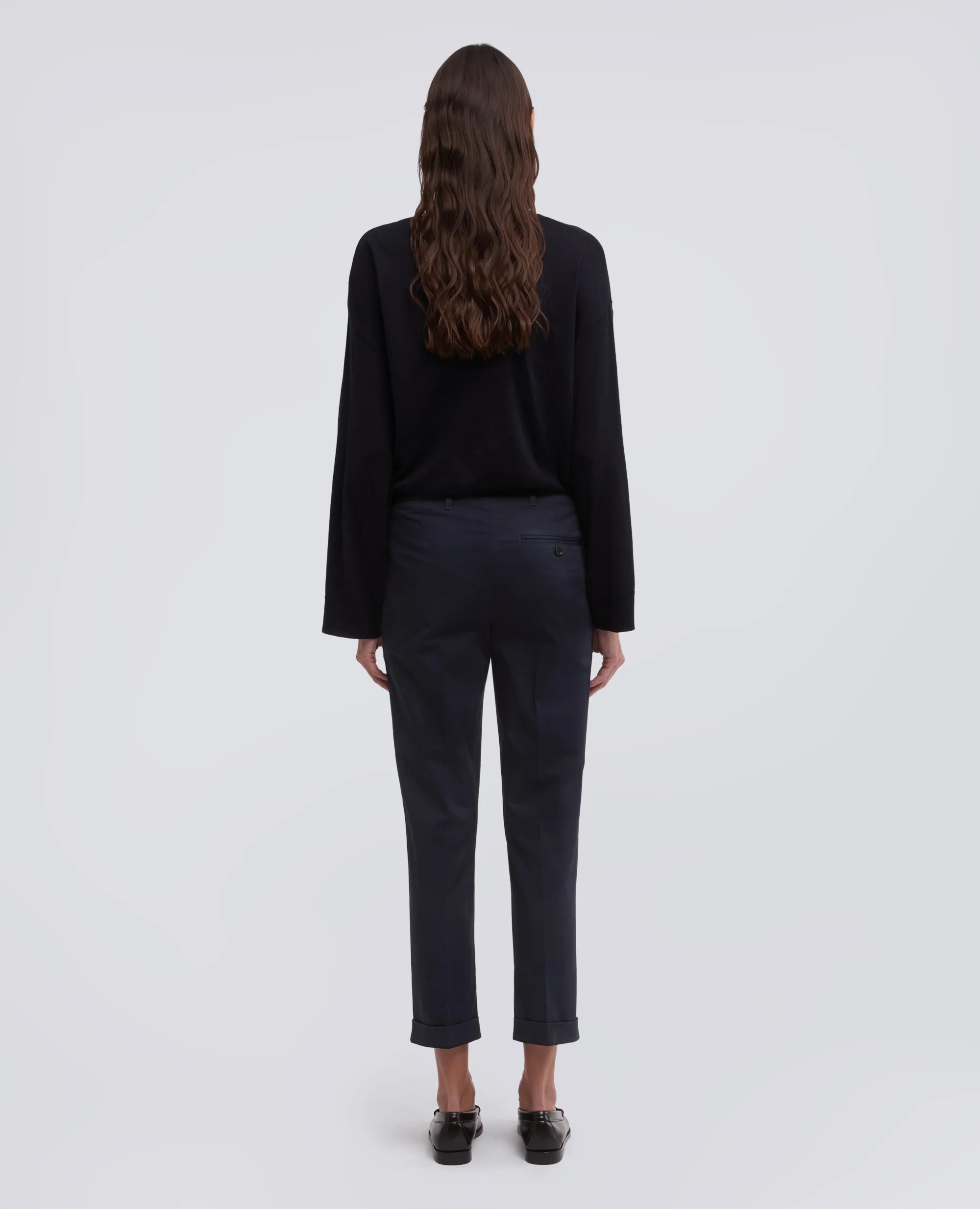 PANTALONE IN TWILL DI COTONE STRETCH - NAVY - Image 3