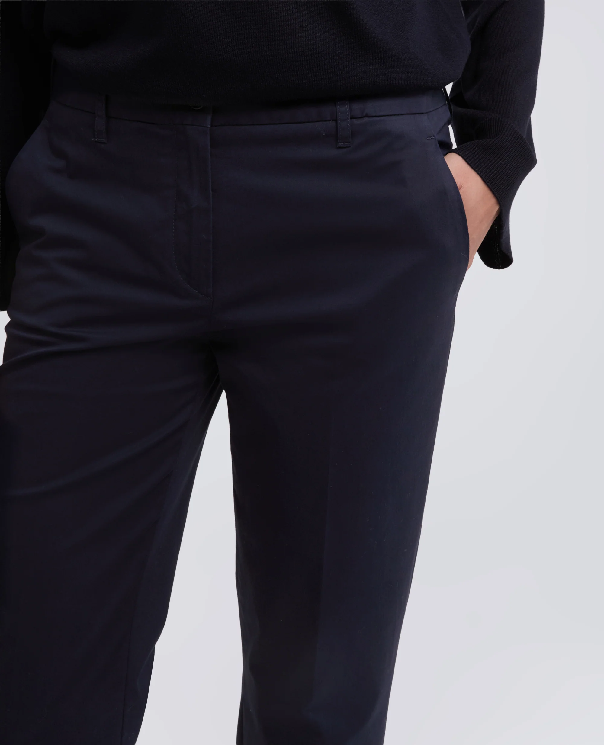 PANTALONE IN TWILL DI COTONE STRETCH - NAVY - Image 4