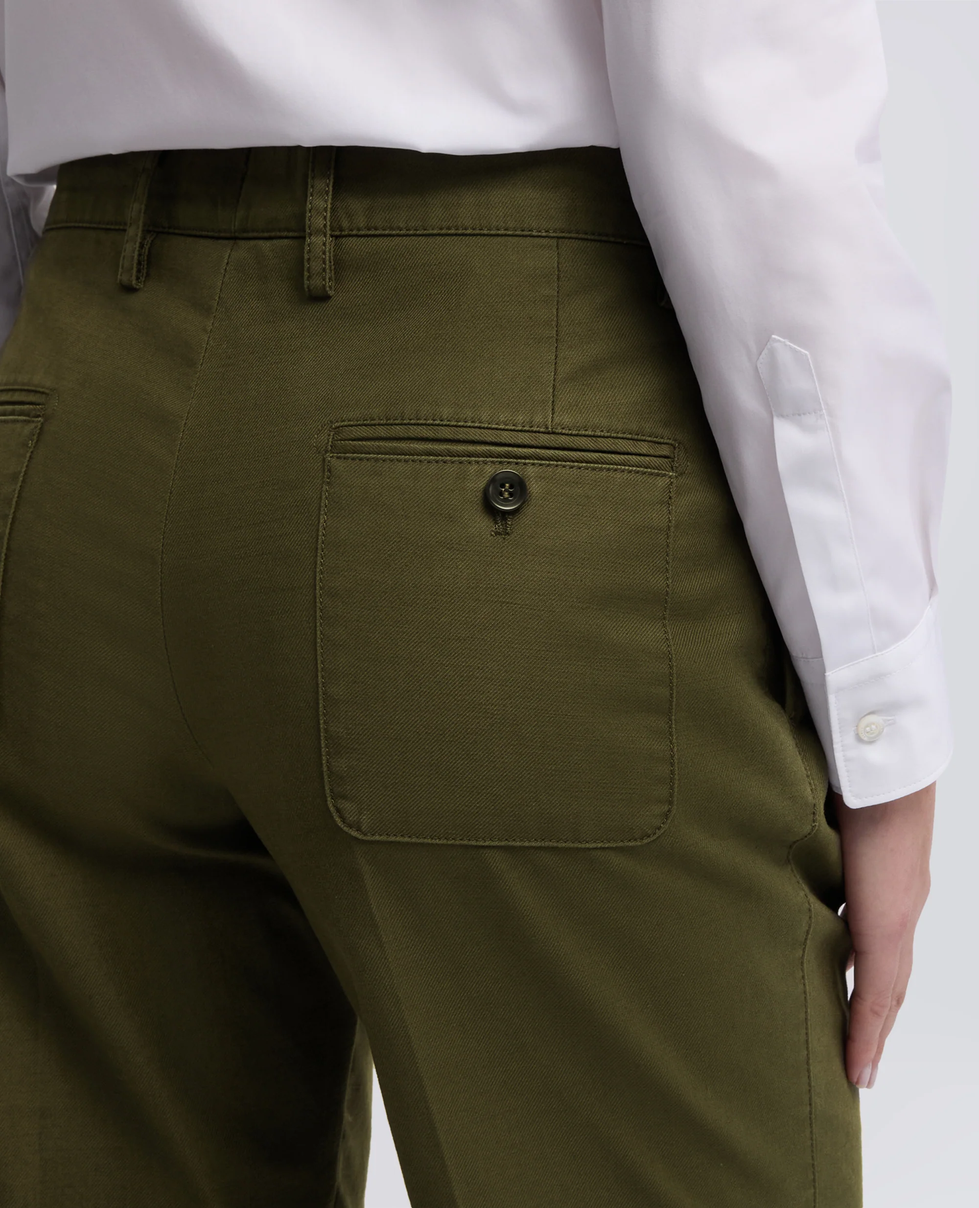 PANTALONE IN GABARDINA DI COTONE CON PINCES - MILITARE - Image 4