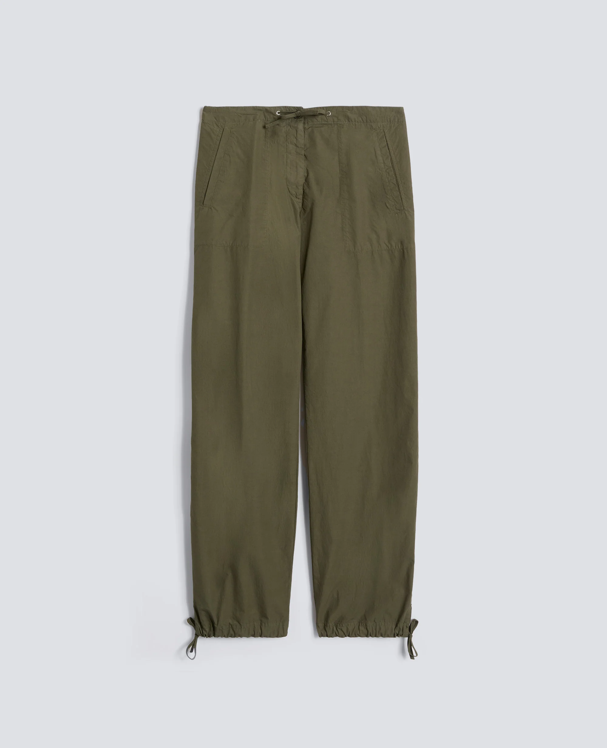 PANTALONE IN POPELINE DI COTONE CON COULISSE - MILITARE
