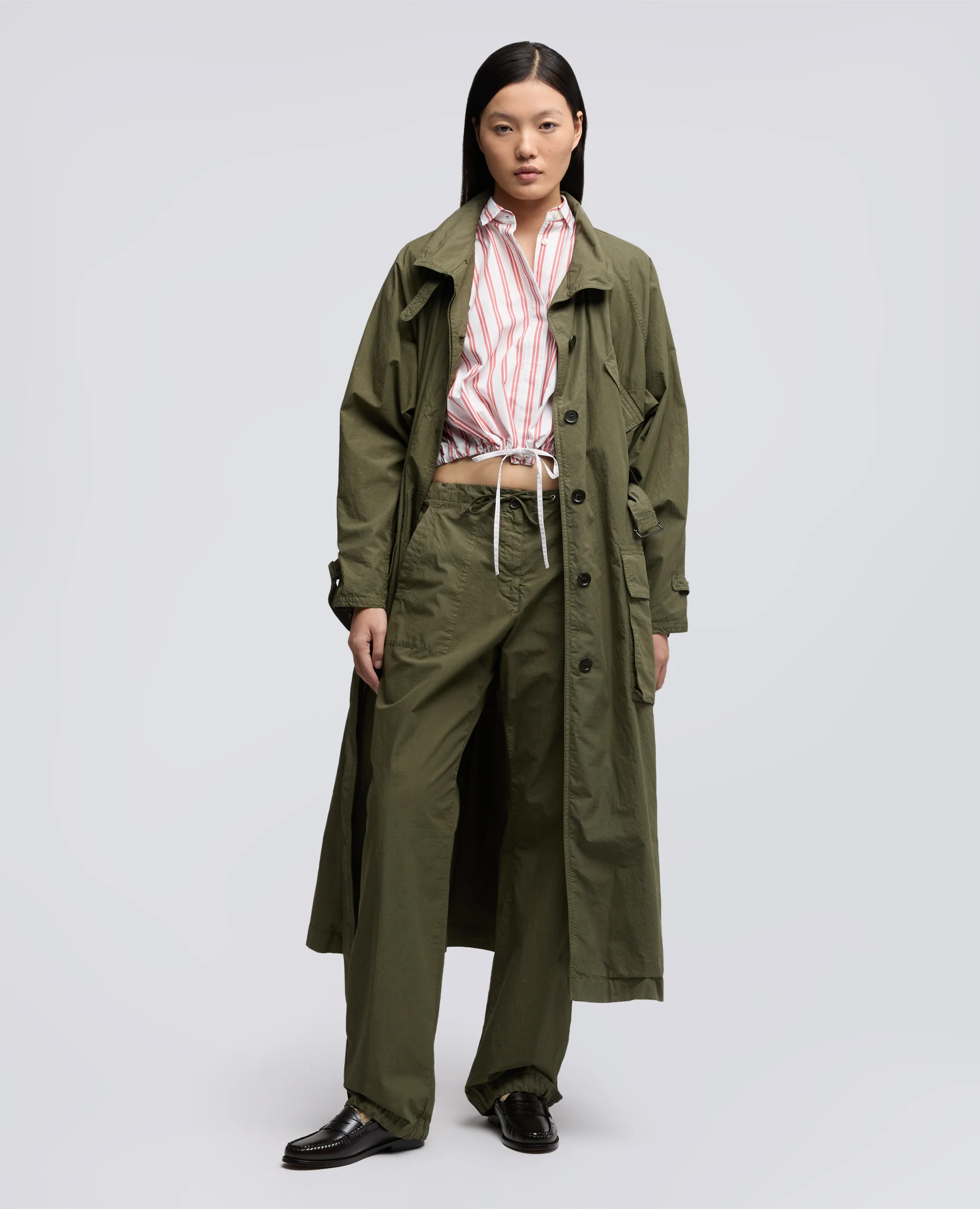 PANTALONE IN POPELINE DI COTONE CON COULISSE - MILITARE - Image 2