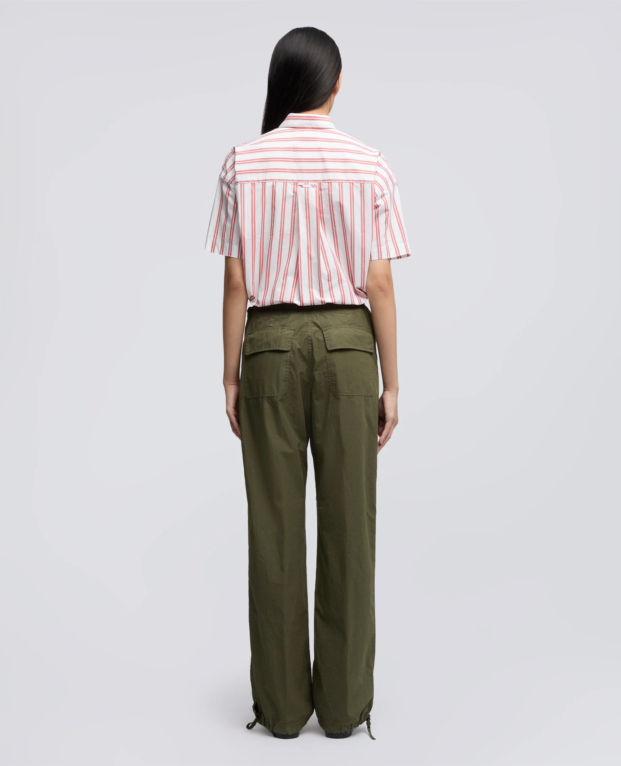 PANTALONE IN POPELINE DI COTONE CON COULISSE - MILITARE - Image 3