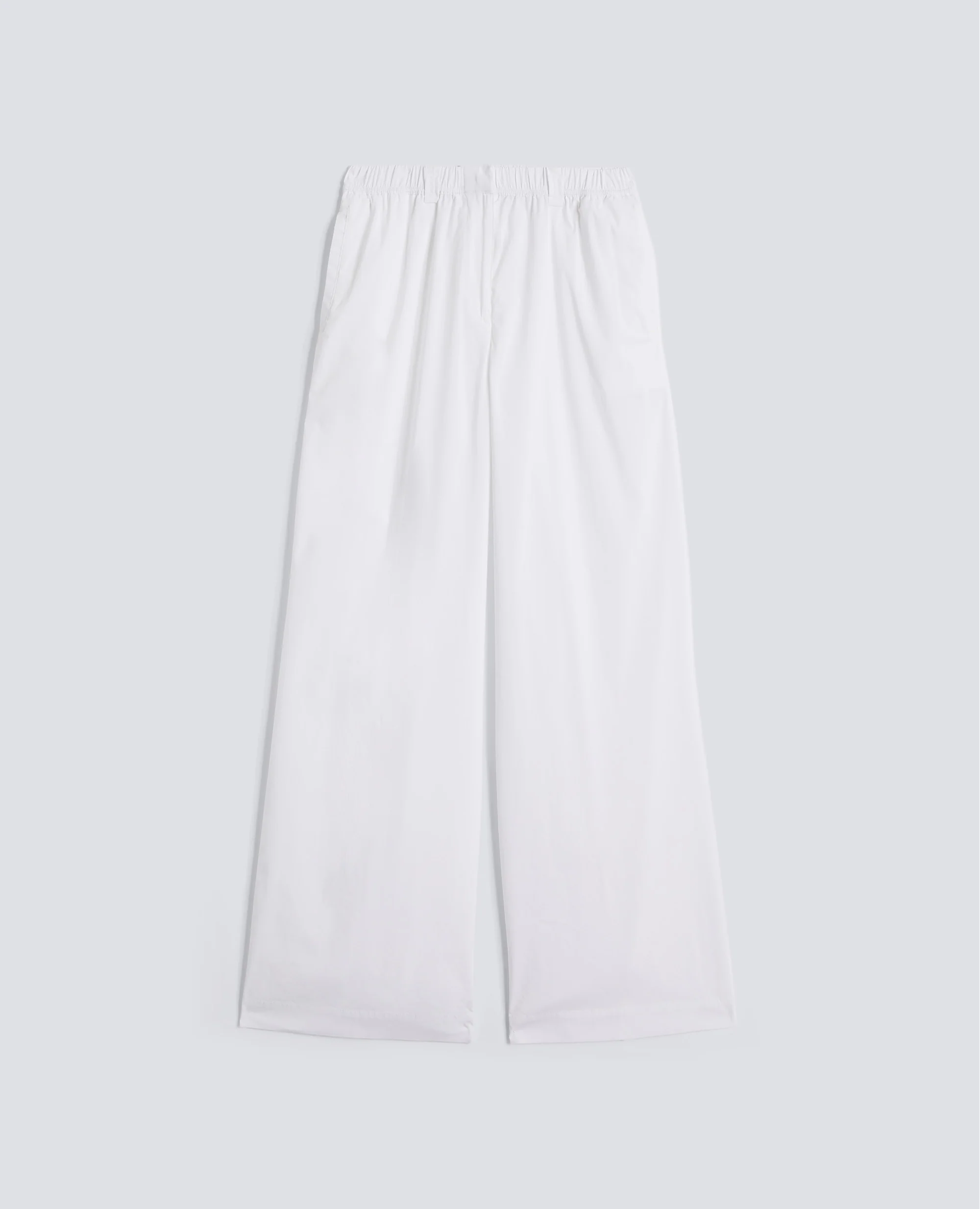 PANTALONE IN POPELINE DI COTONE E NYLON STRETCH - BIANCO