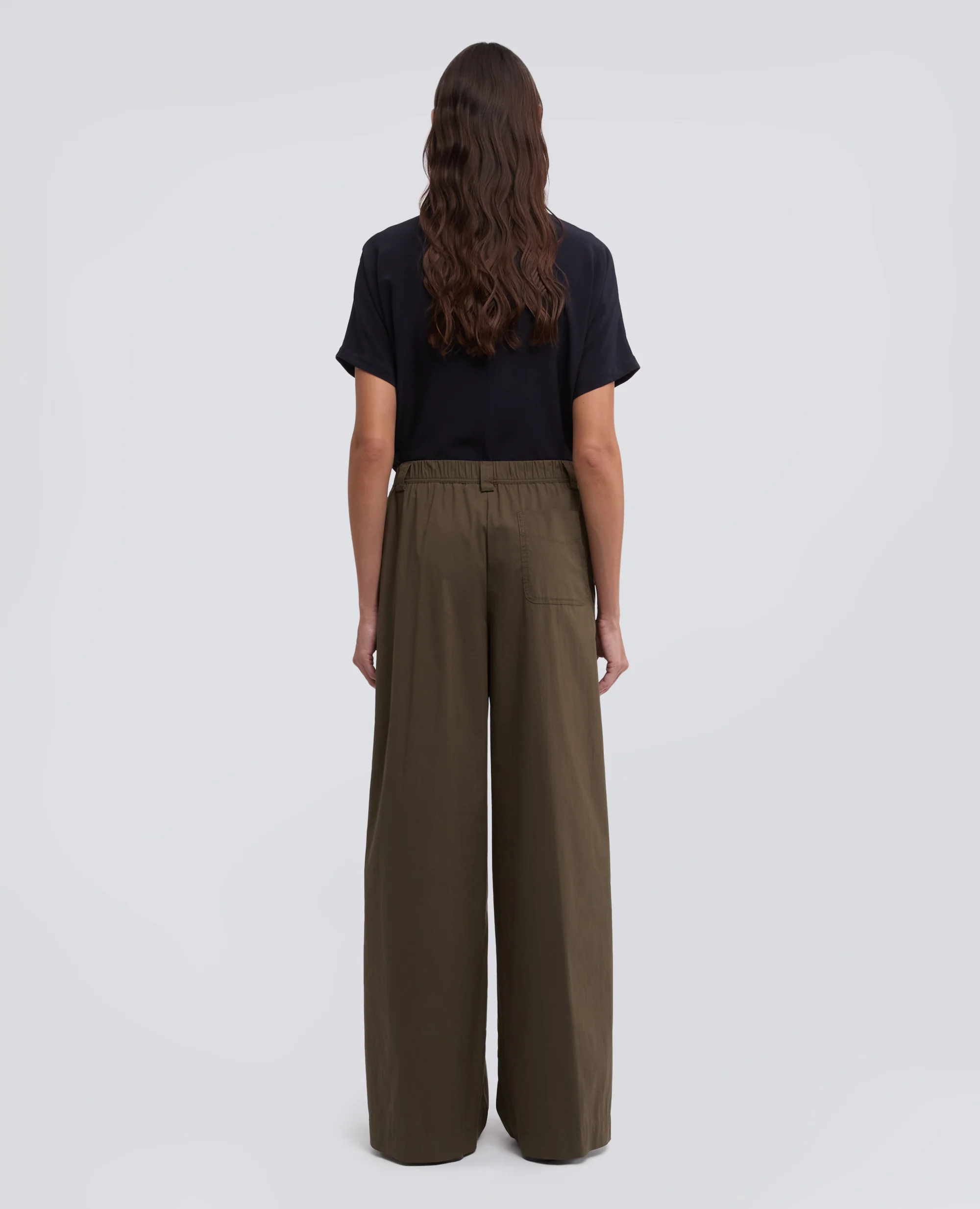 PANTALONE IN POPELINE DI COTONE E NYLON STRETCH - MILITARE - Image 3