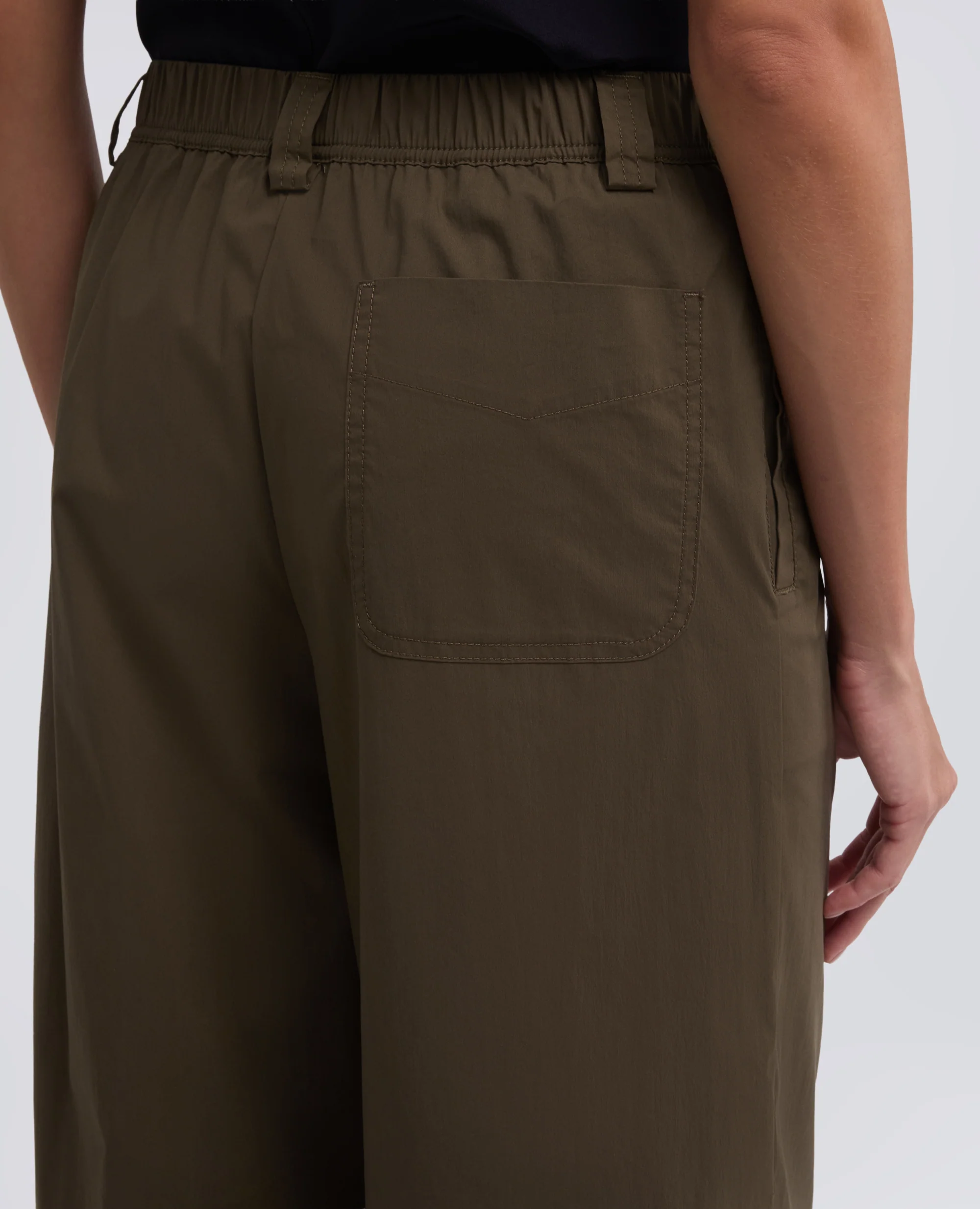 PANTALONE IN POPELINE DI COTONE E NYLON STRETCH - MILITARE - Image 4