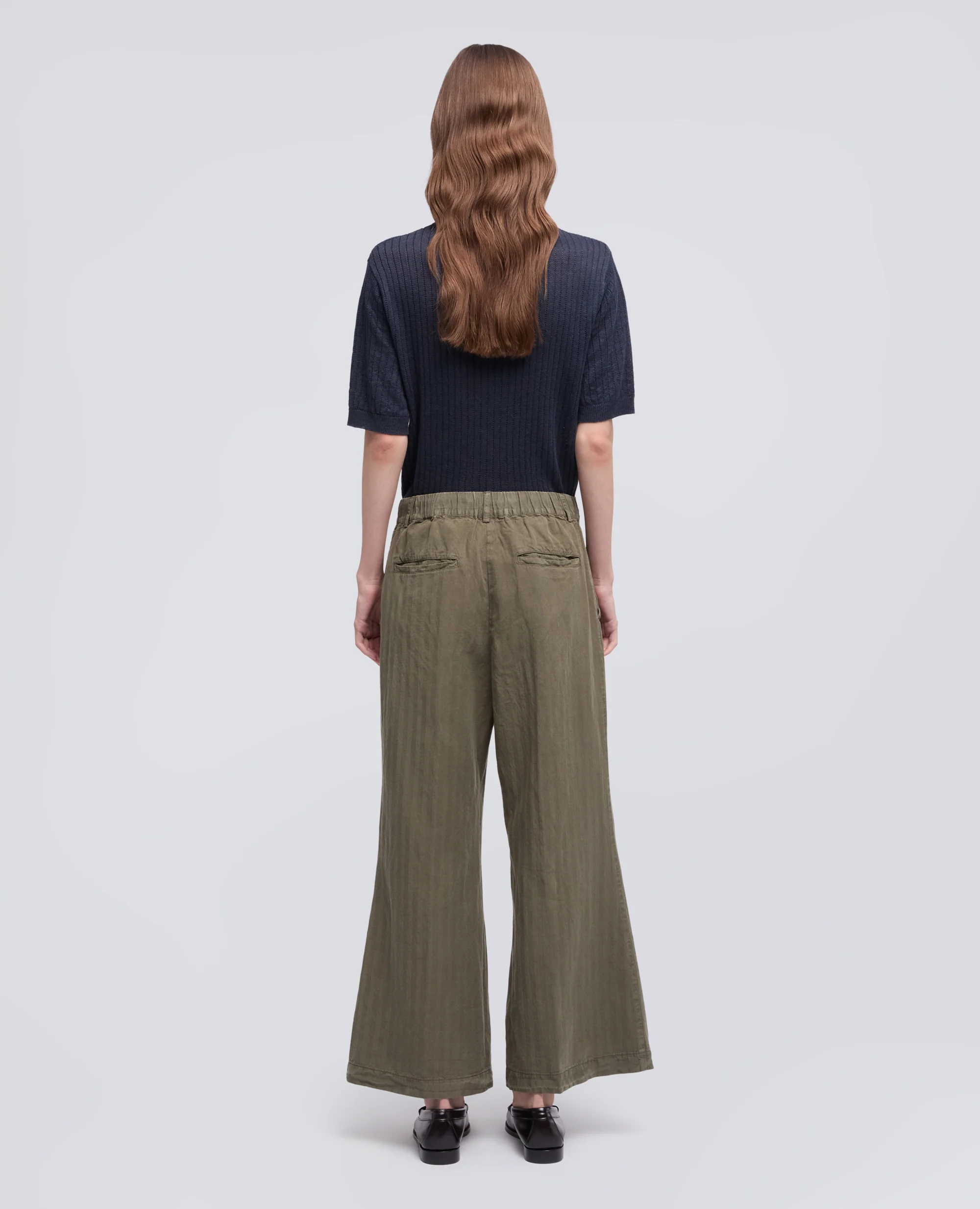 PANTALONE IN HERRINGBONE LYOCELL, LINO E COTONE TINTO CAPO - MILITARE - Image 3