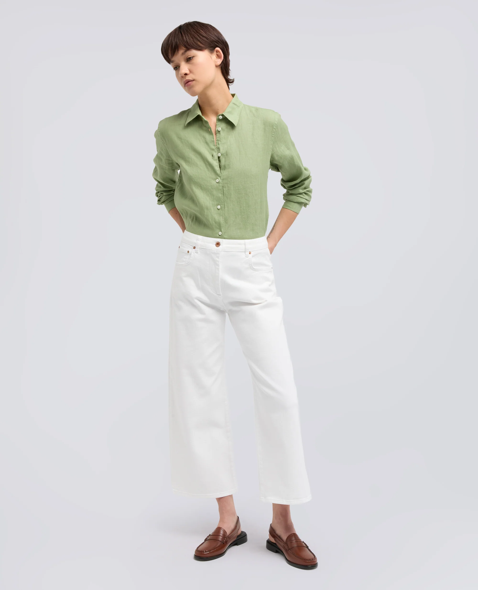 PANTALONE IN DENIM DI COTONE STRETCH - BIANCO - Image 2