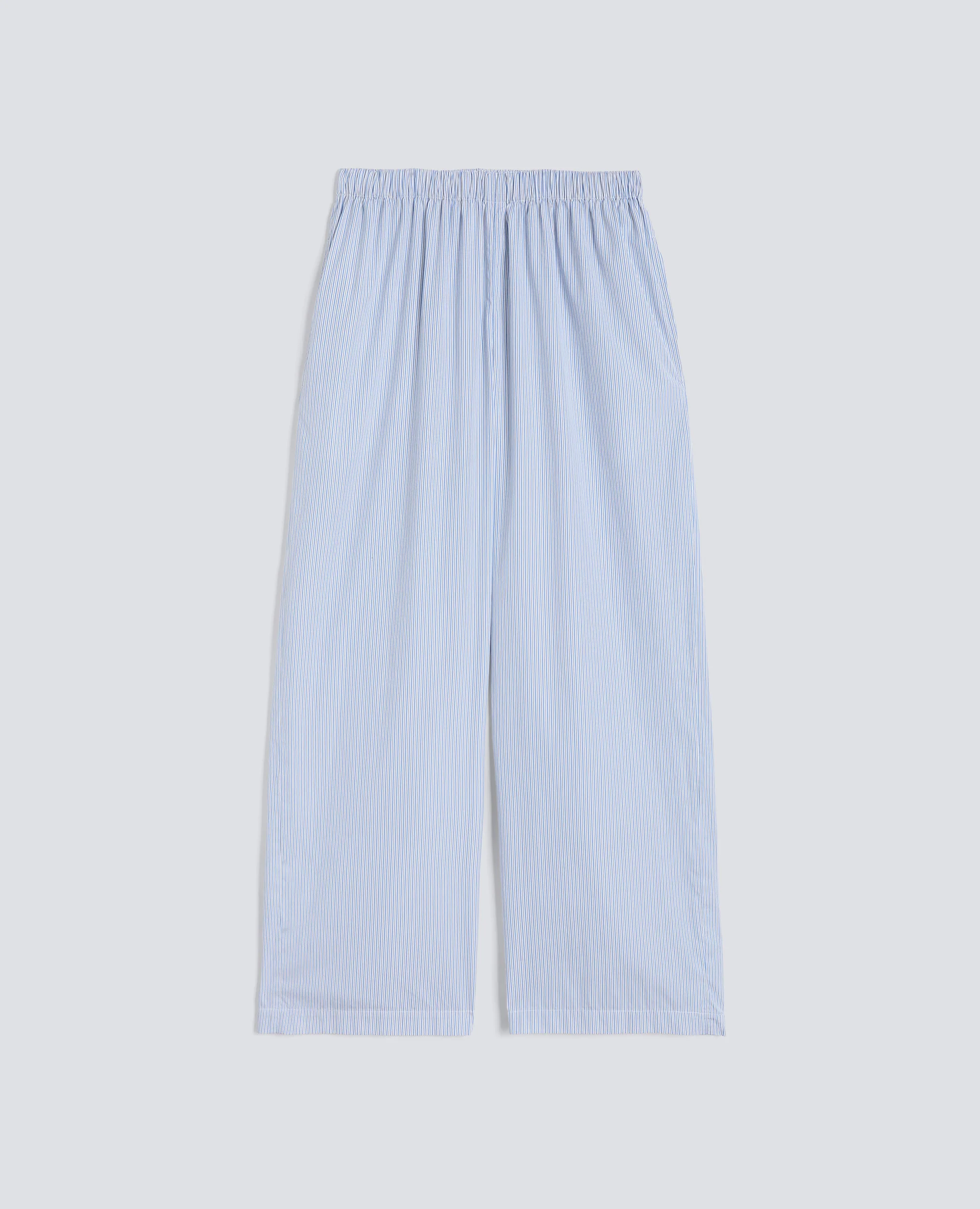 PANTALONE IN POPELINE DI COTONE - RIGA AZZURRA