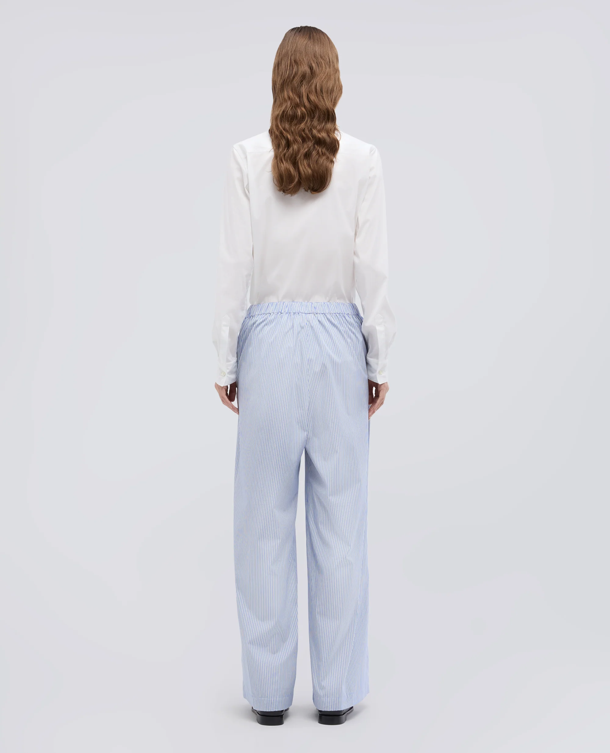 PANTALONE IN POPELINE DI COTONE - RIGA AZZURRA - Image 3