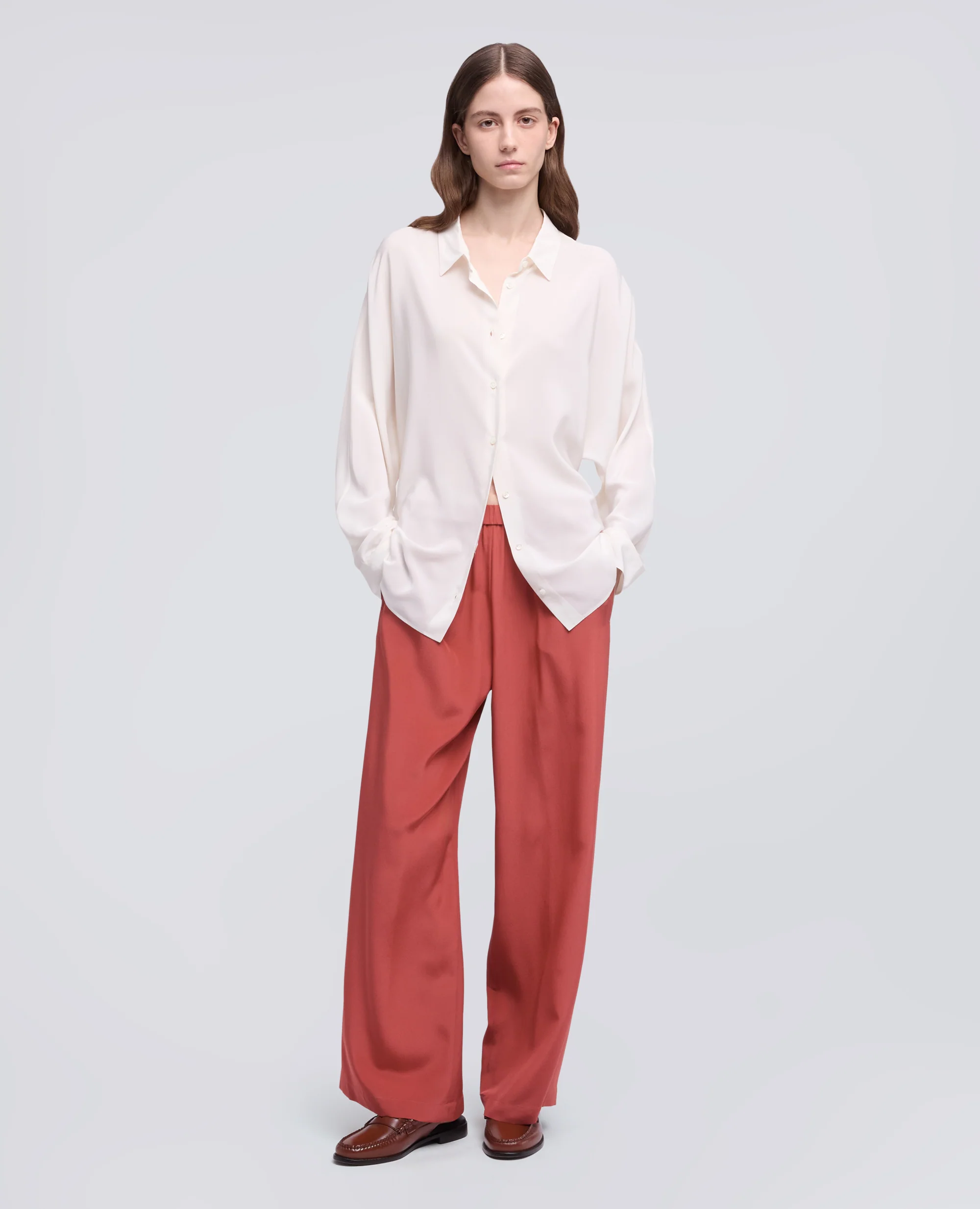 PANTALONE IN CREPE DE CHINE SETA - ARAGOSTA - Image 2