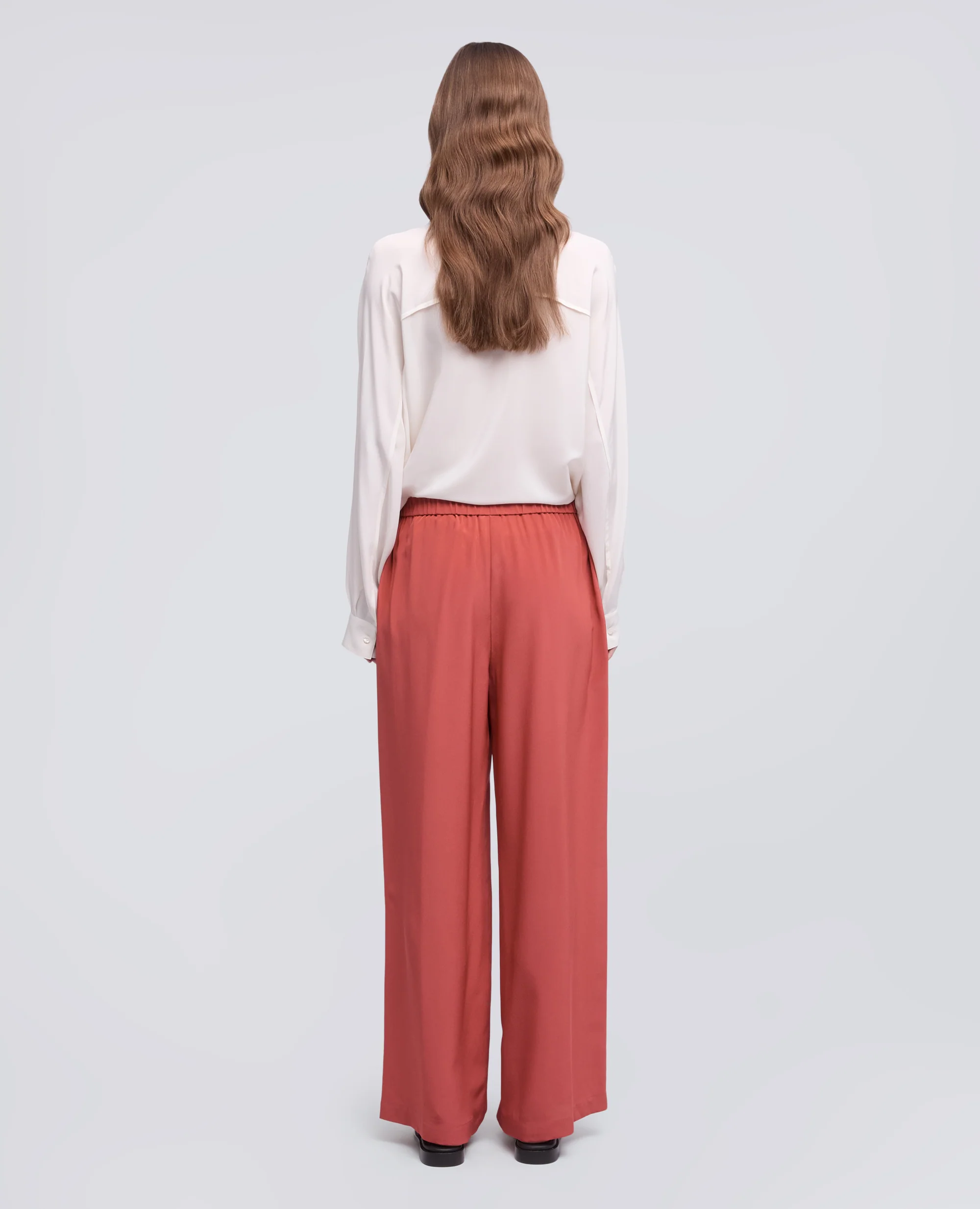 PANTALONE IN CREPE DE CHINE SETA - ARAGOSTA - Image 3