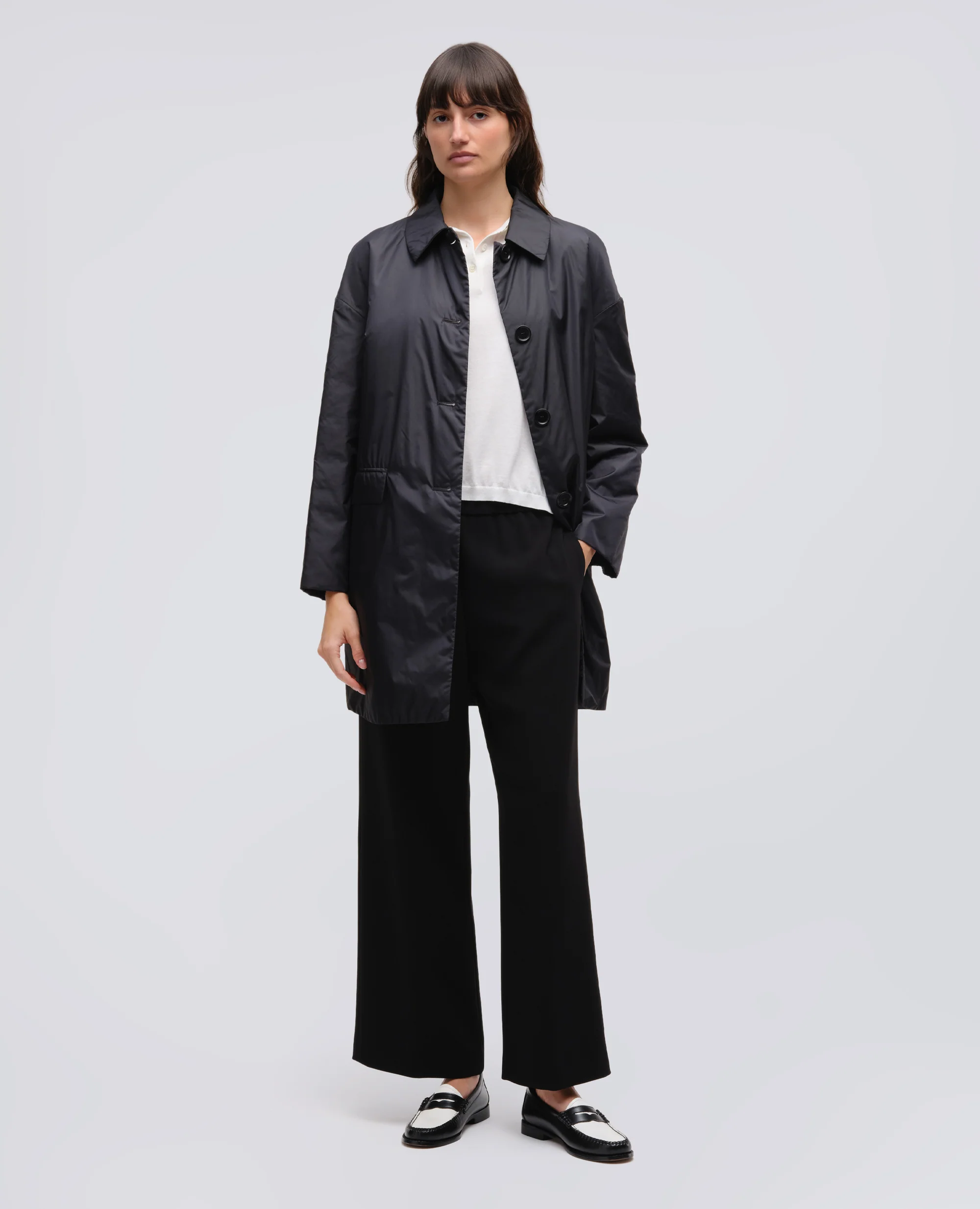 PANTALONE IN CADY CREPE CON ELASTICO - NERO - Image 2