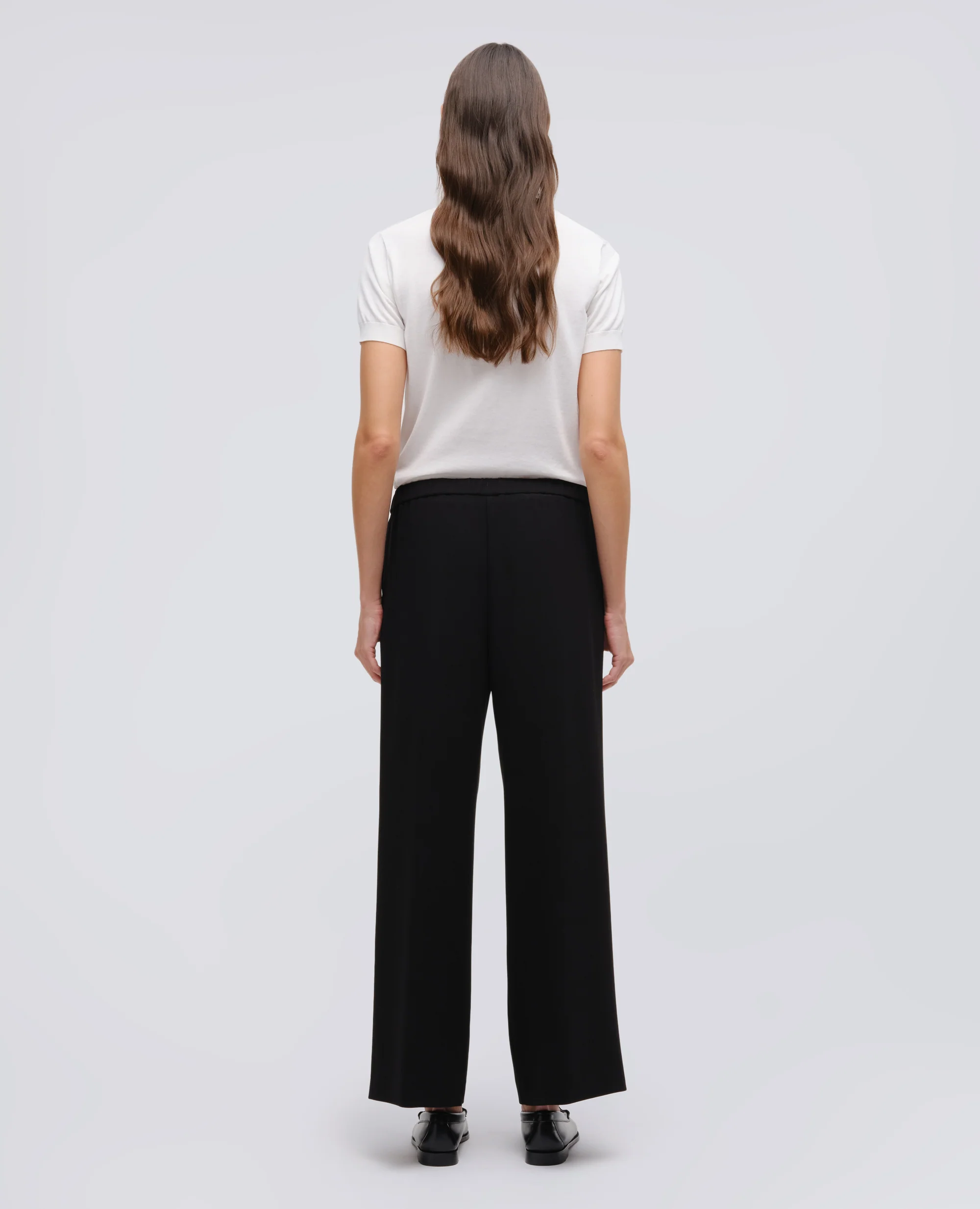 PANTALONE IN CADY CREPE CON ELASTICO - NERO - Image 3