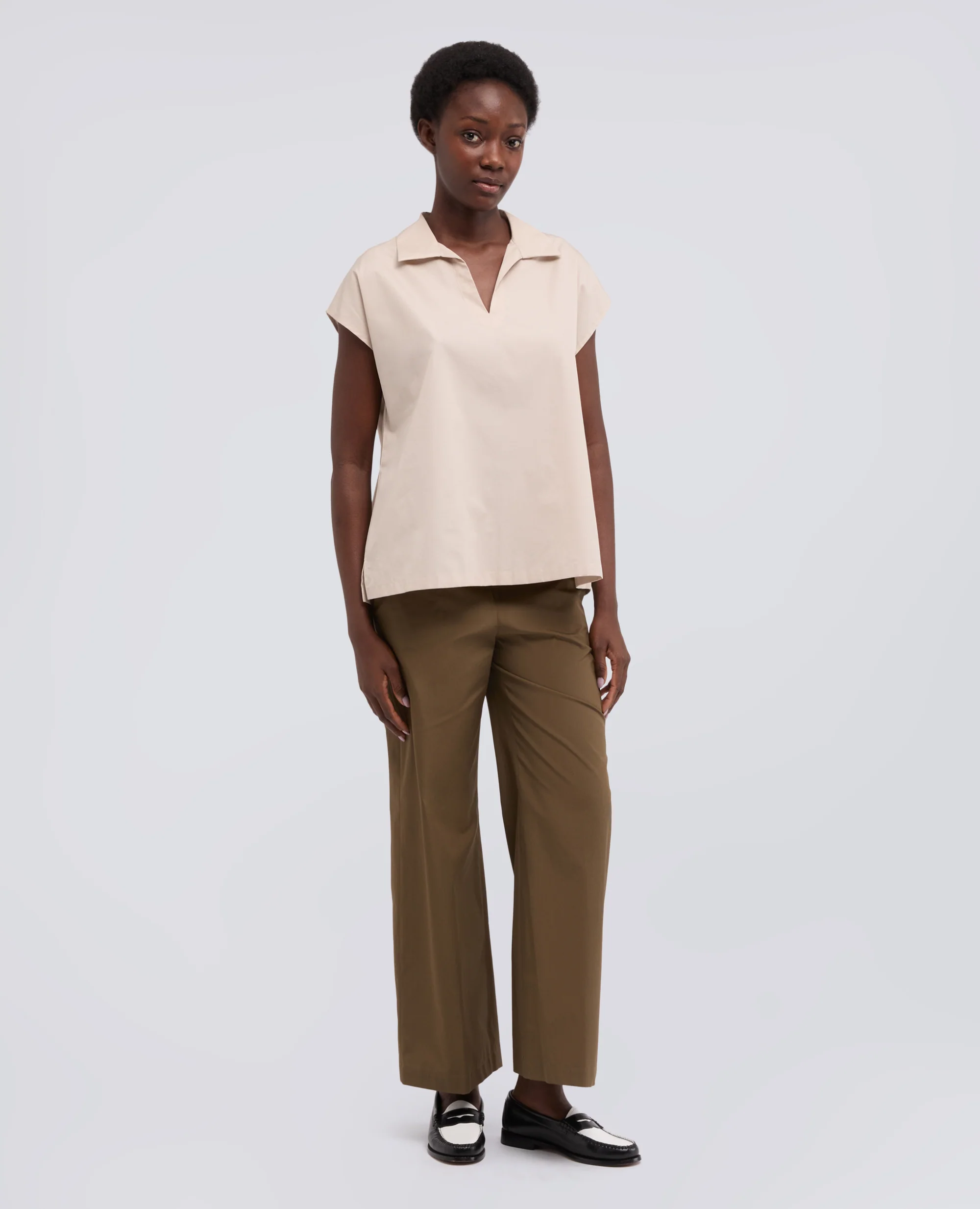 PANTALONE IN POPELINE DI COTONE - MILITARE - Image 2