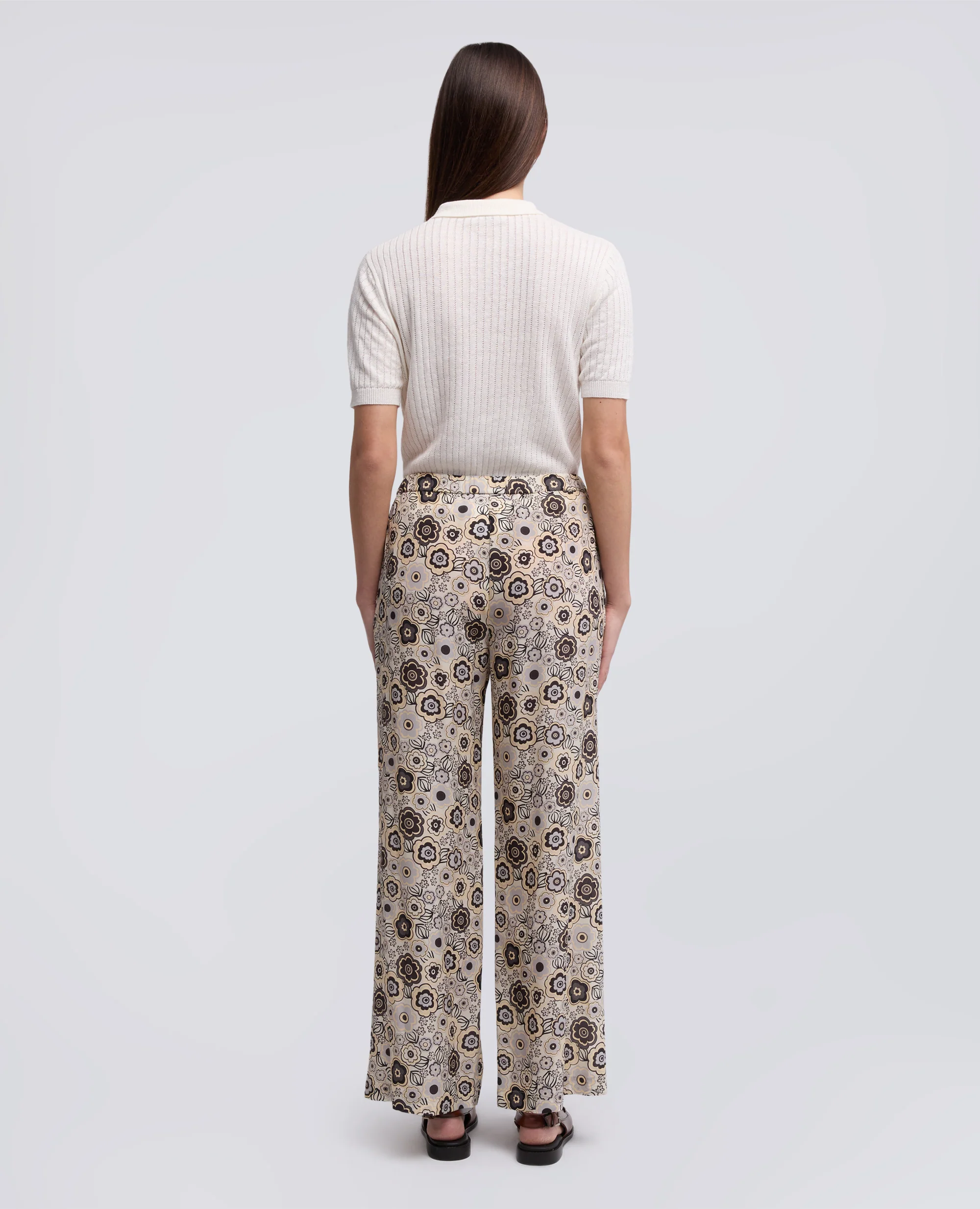 PANTALONE IN CREPE DE CHINE DI SETA - NATURALE - Image 3