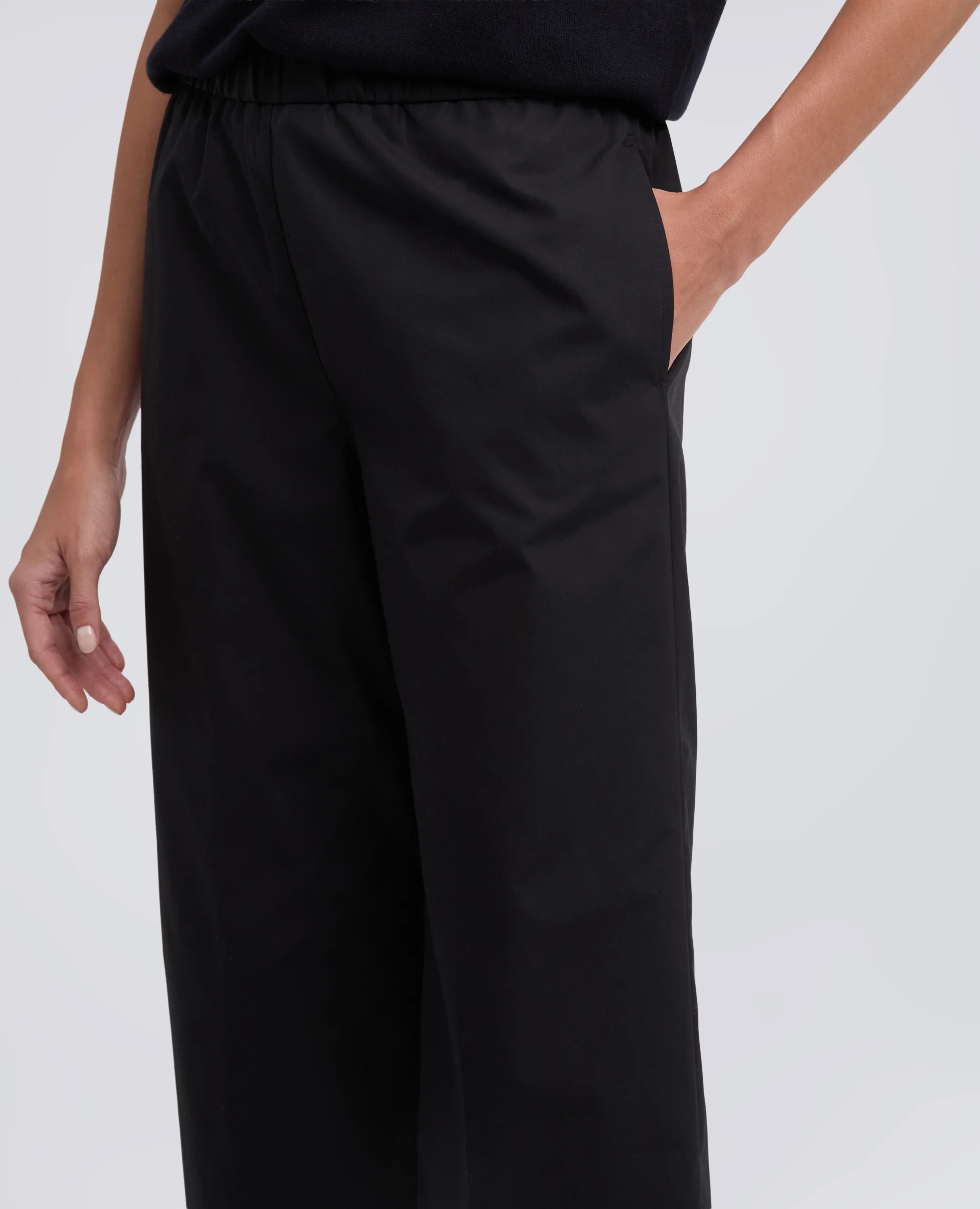 PANTALONE IN POPELINE DI COTONE - NERO - Image 4