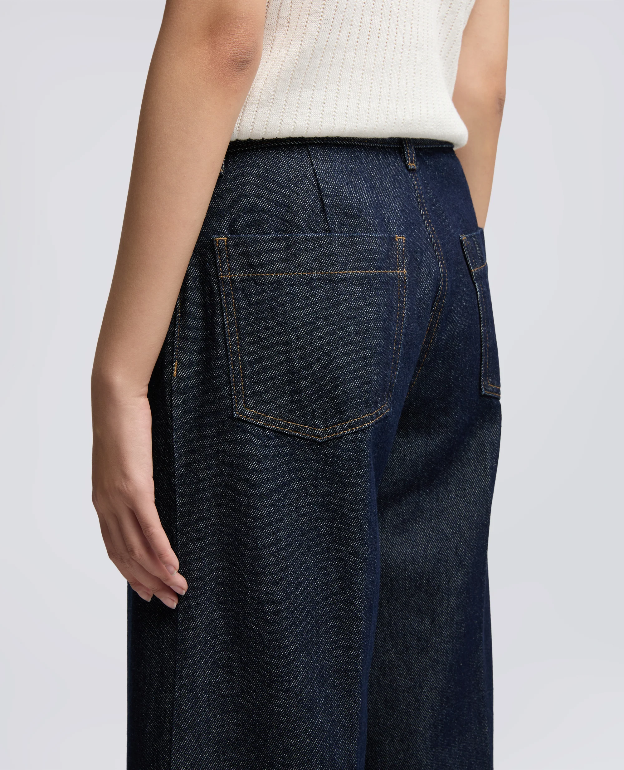 PANTALONE WIDE LEG IN DENIM DI COTONE - DENIM - Image 4