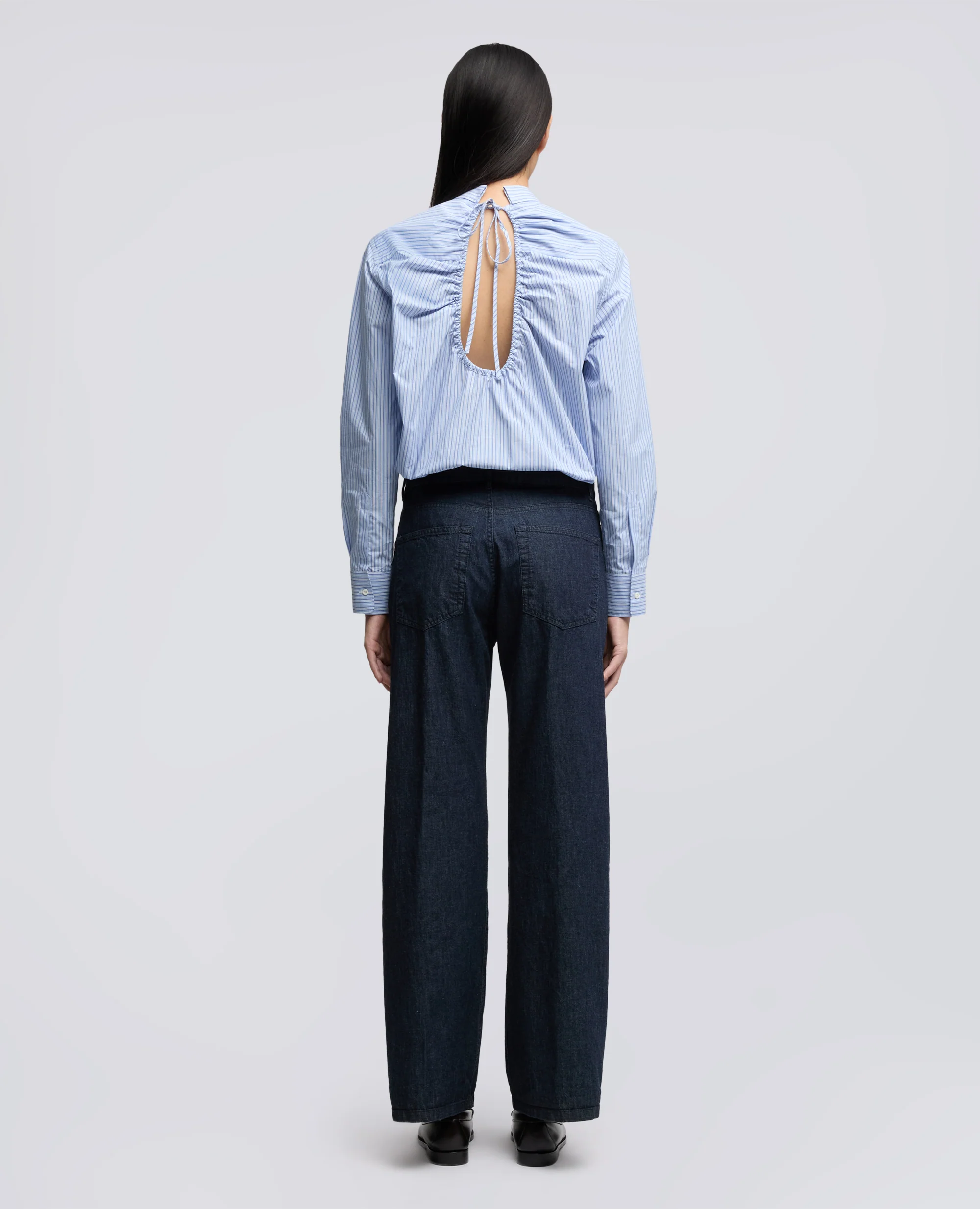 PANTALONE IN DENIM DI COTONE LEGGERO - DENIM SCURO - Image 3