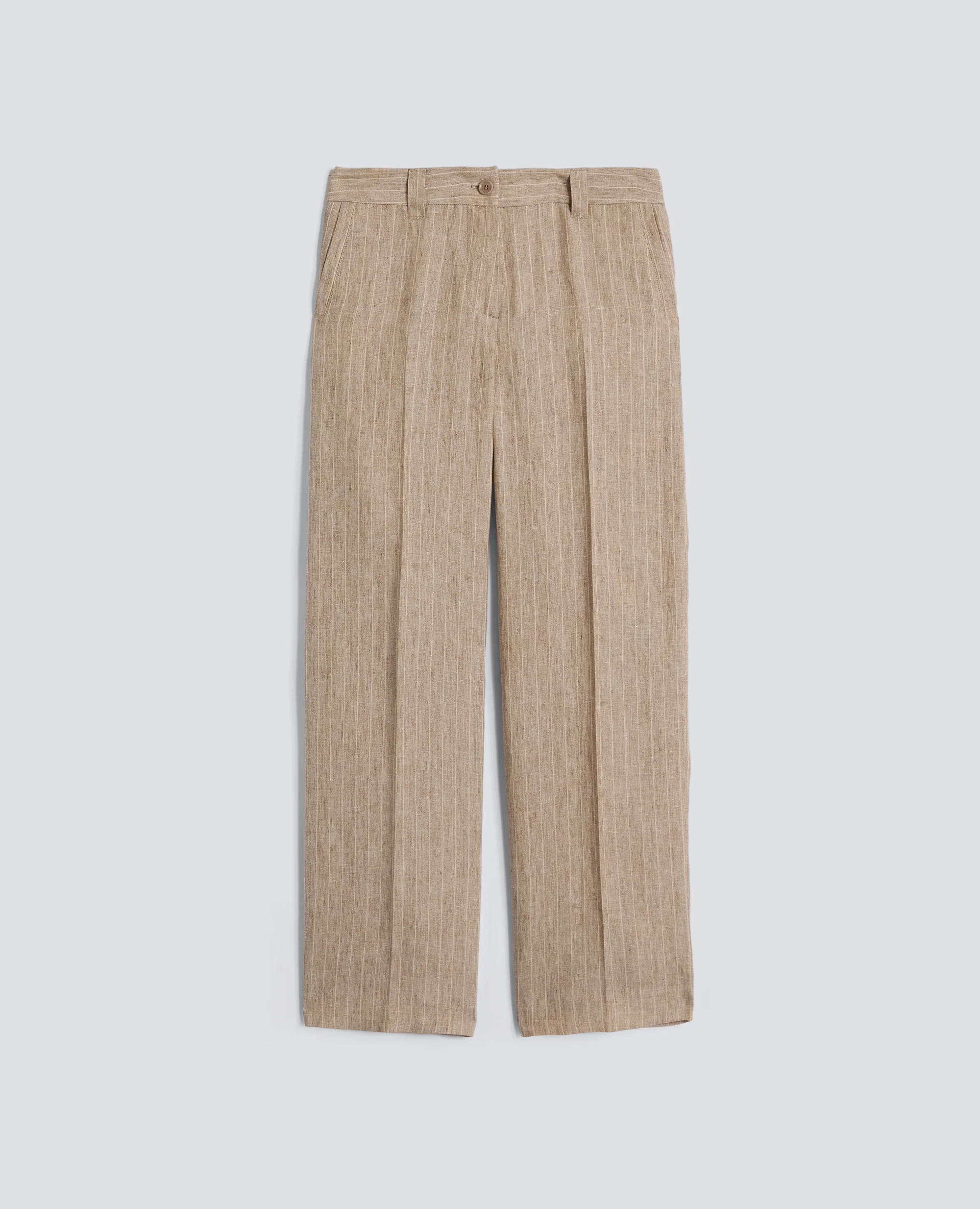 PANTALONE IN LINO TINTO FILO EFFETTO DELAVE' - COLONIALE