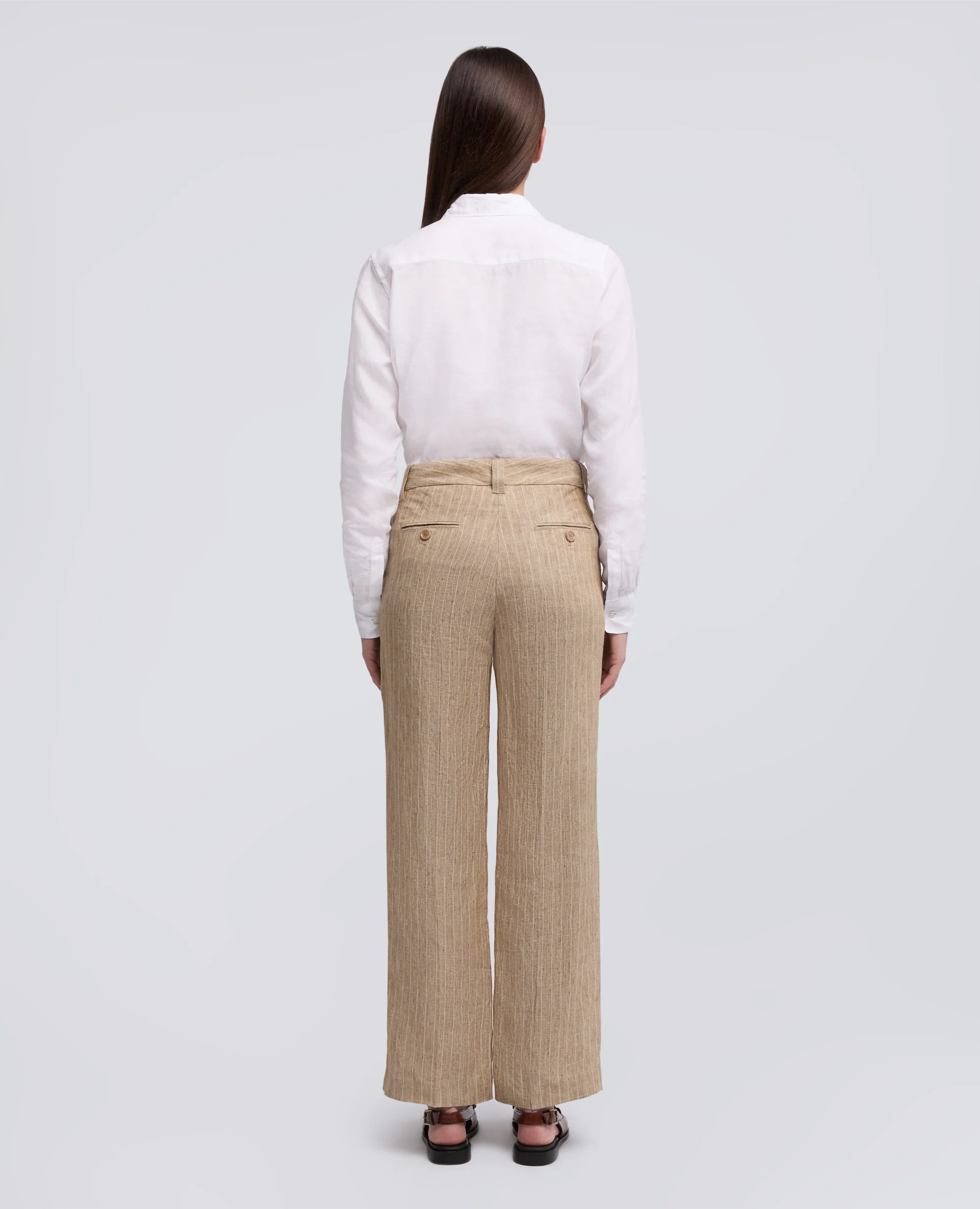 PANTALONE IN LINO TINTO FILO EFFETTO DELAVE' - COLONIALE - Image 3