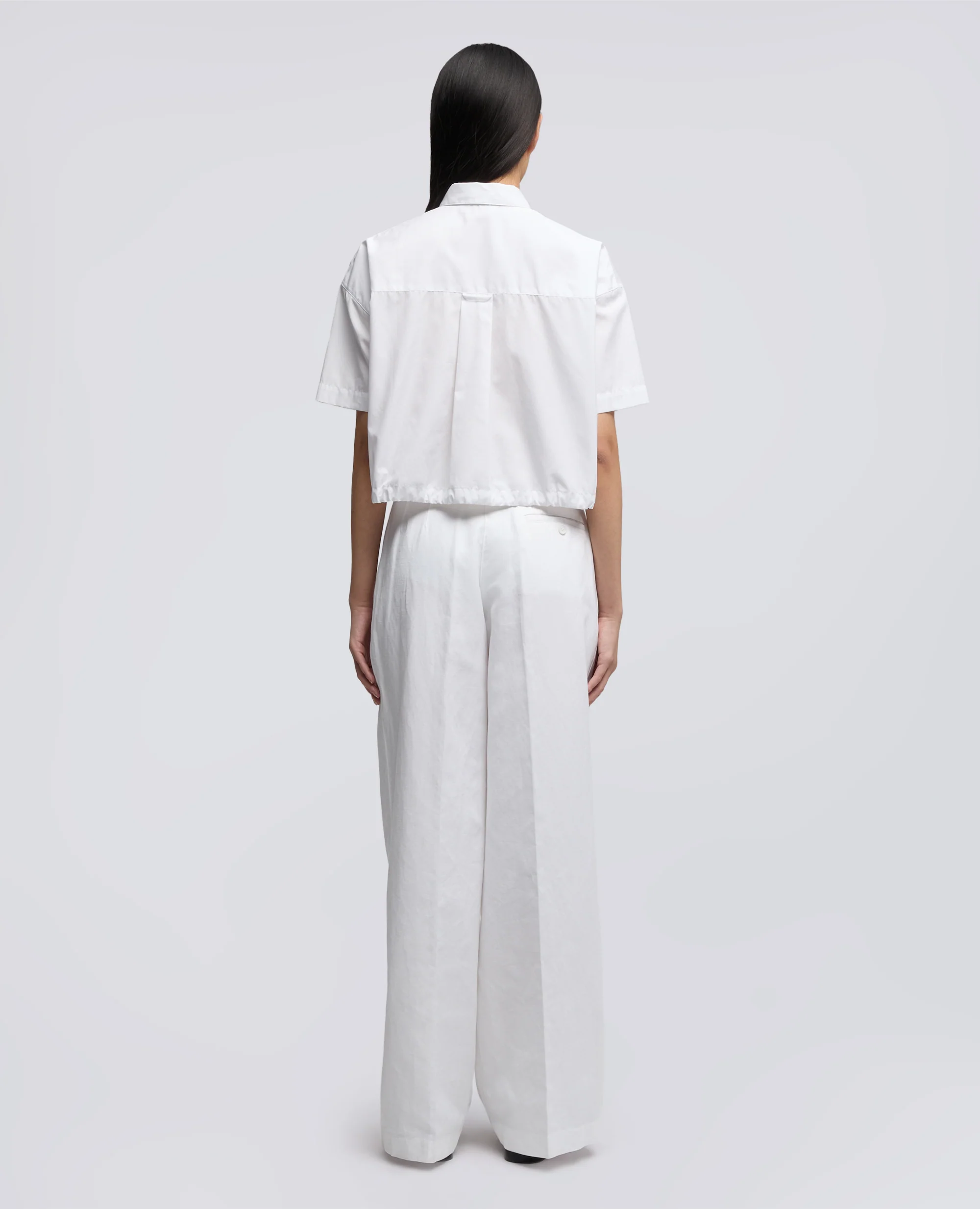 PANTALONE IN GABARDINA COTONE E LINO TINTO CAPO - BIANCO - Image 3