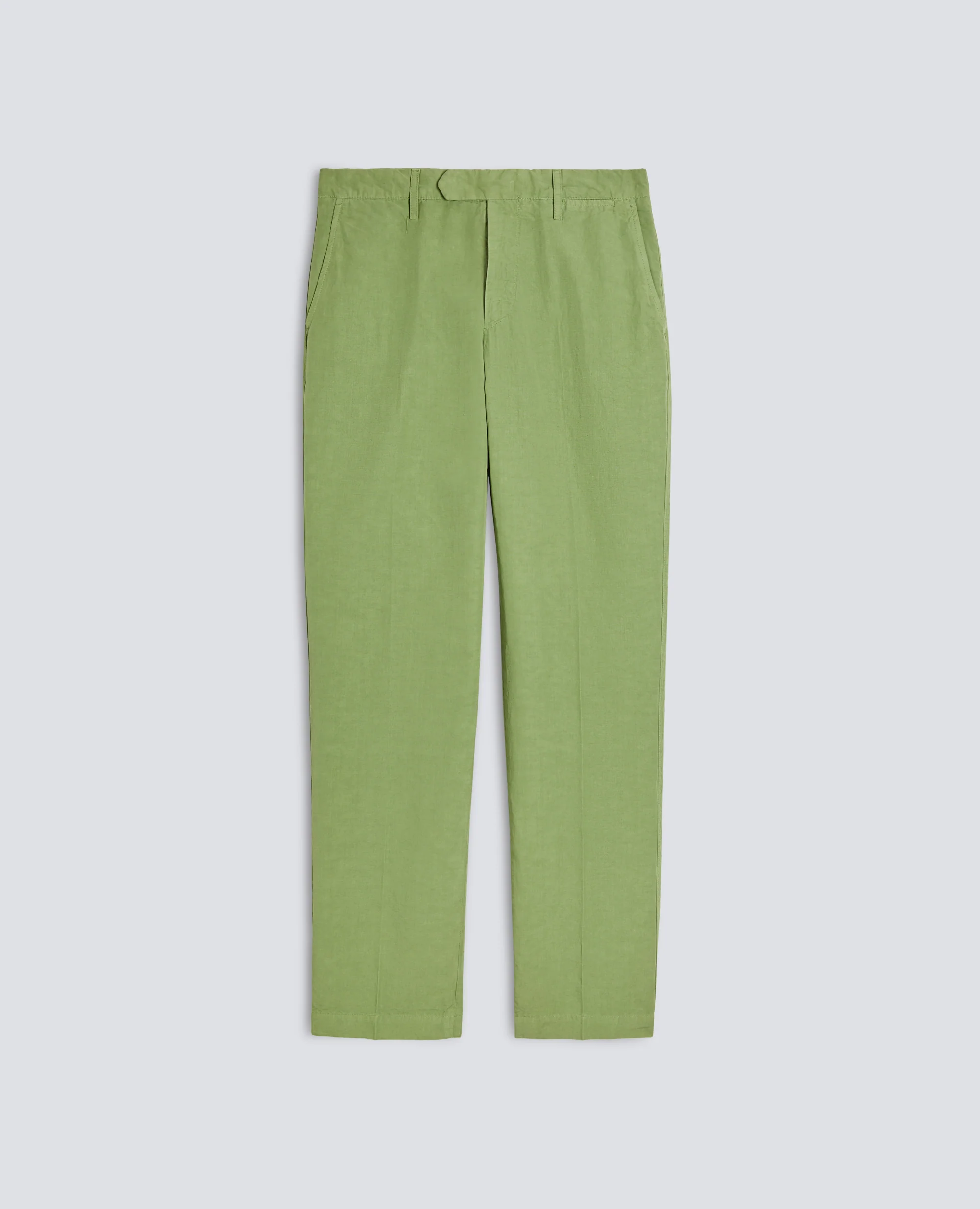 PANTALONE IN TELA FIAMMATA DI COTONE E LINO - SALVIA