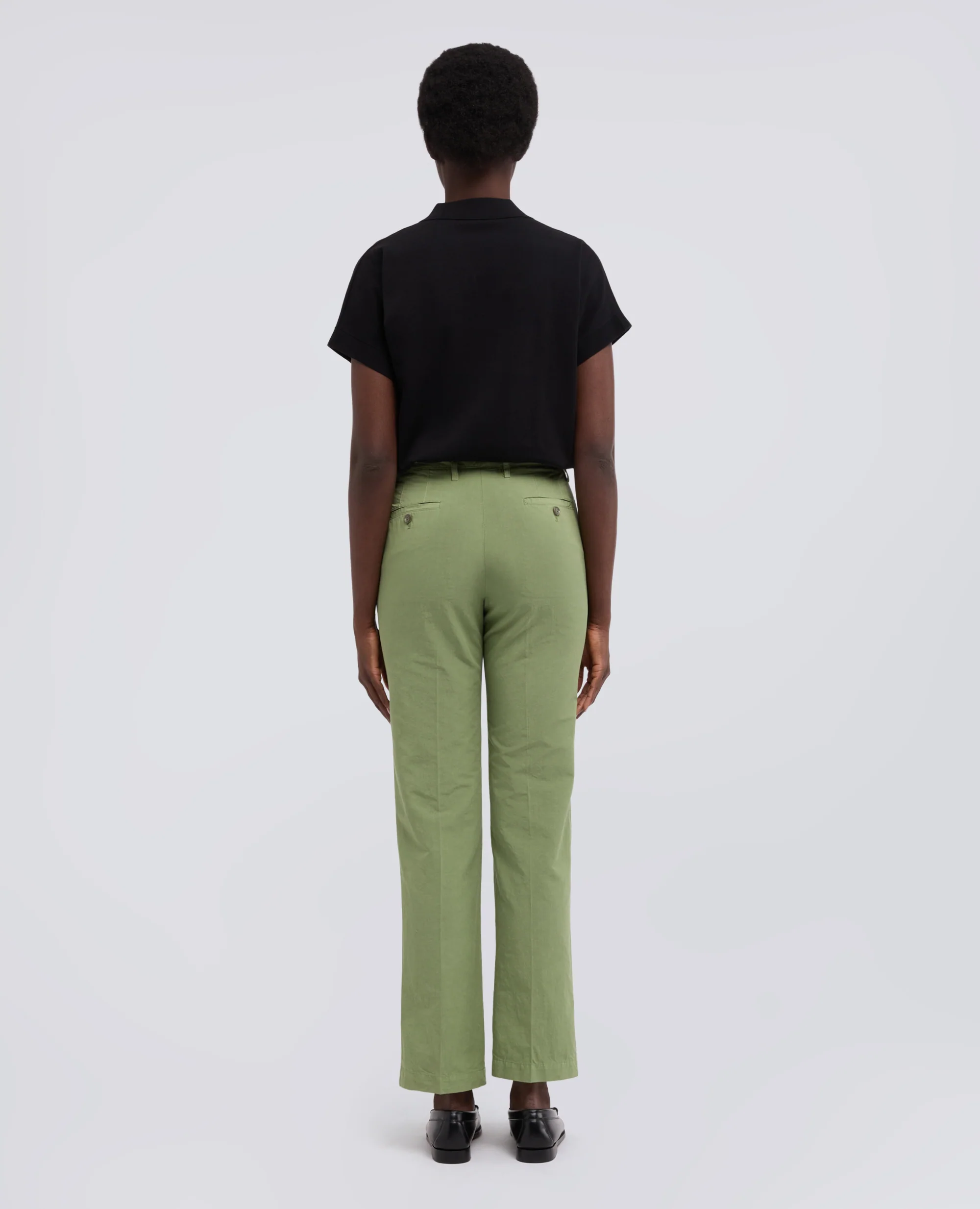 PANTALONE IN TELA FIAMMATA DI COTONE E LINO - SALVIA - Image 3