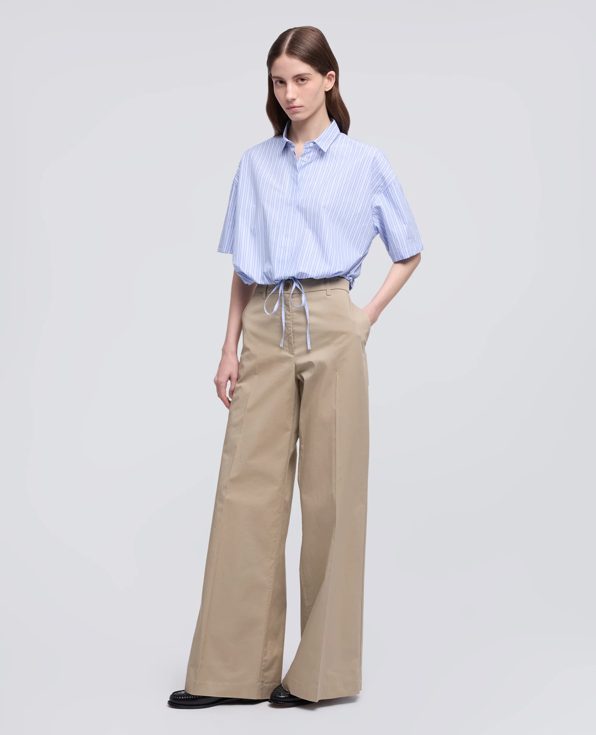 PANTALONE IN TWILL DI COTONE STRETCH - COLONIALE - Image 2