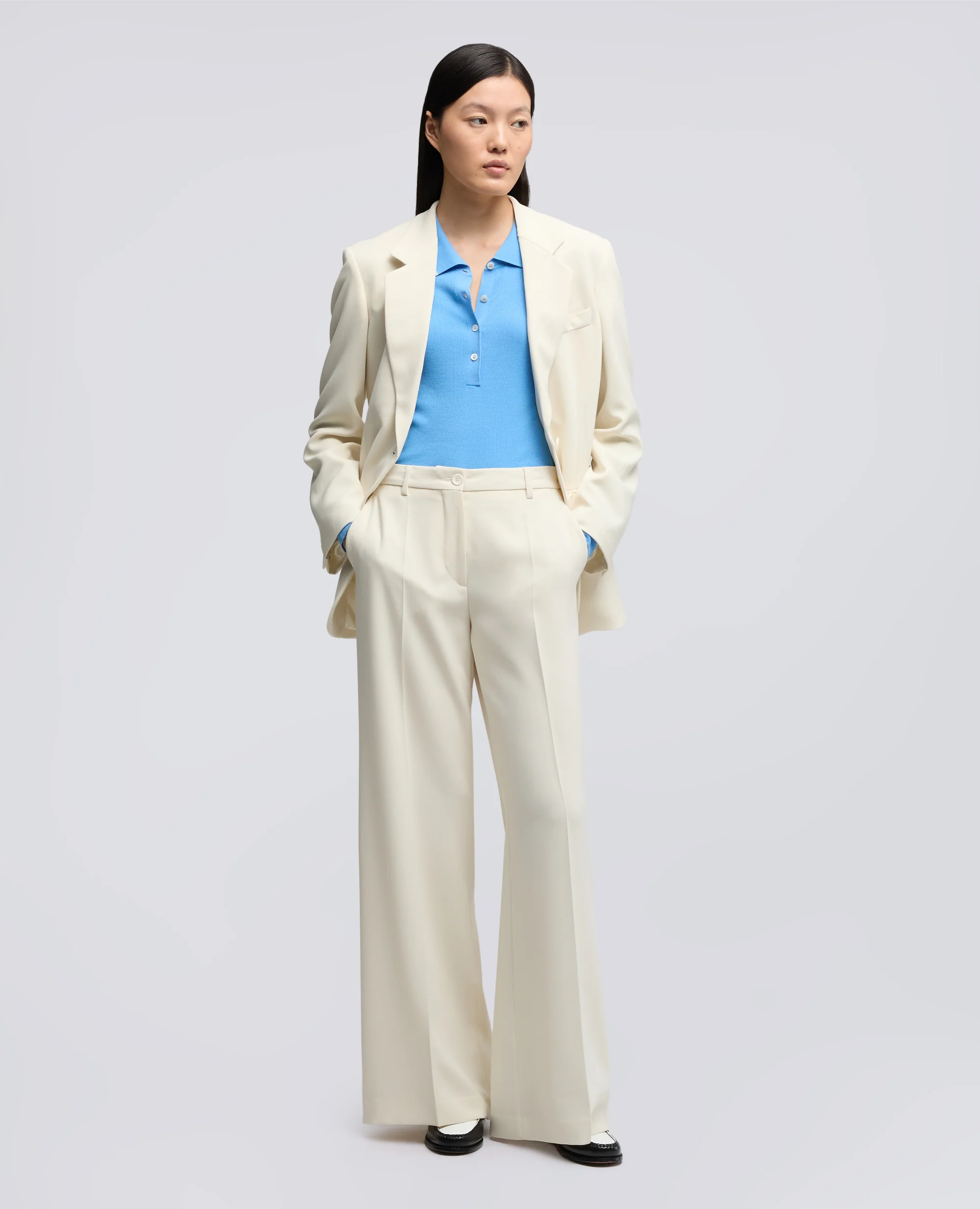 PANTALONE IN CADY CREPE IN TRIACETATO E POLIESTERE - NATURALE - Image 2