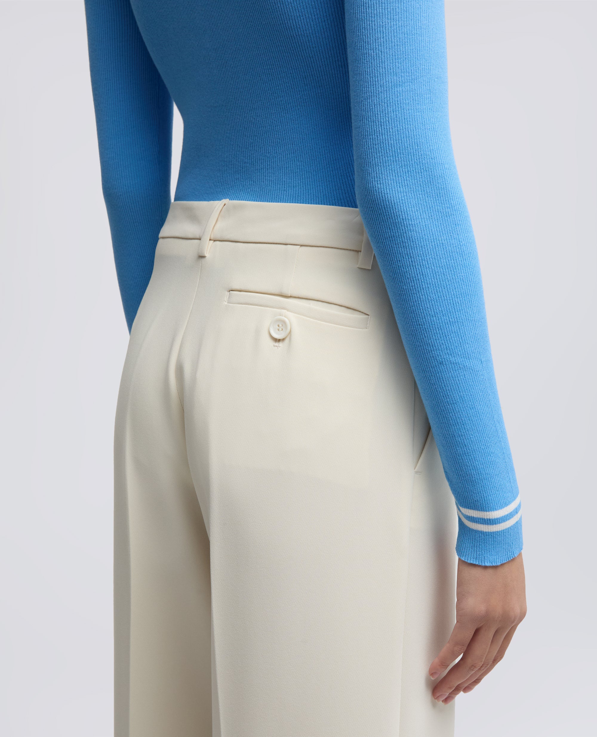 PANTALONE IN CADY CREPE IN TRIACETATO E POLIESTERE - NATURALE - Image 4