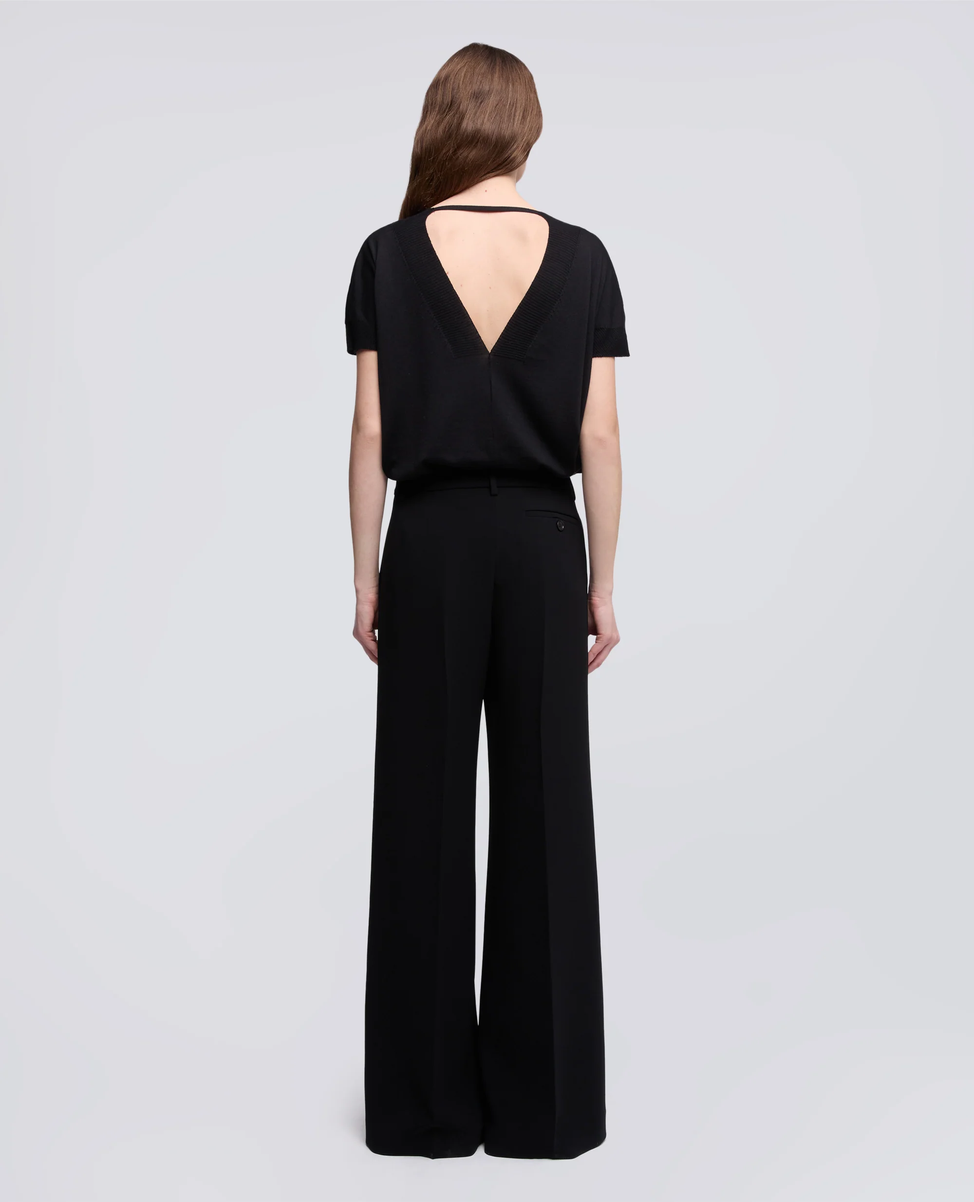 PANTALONE IN CADY CREPE IN TRIACETATO E POLIESTERE - NERO - Image 3