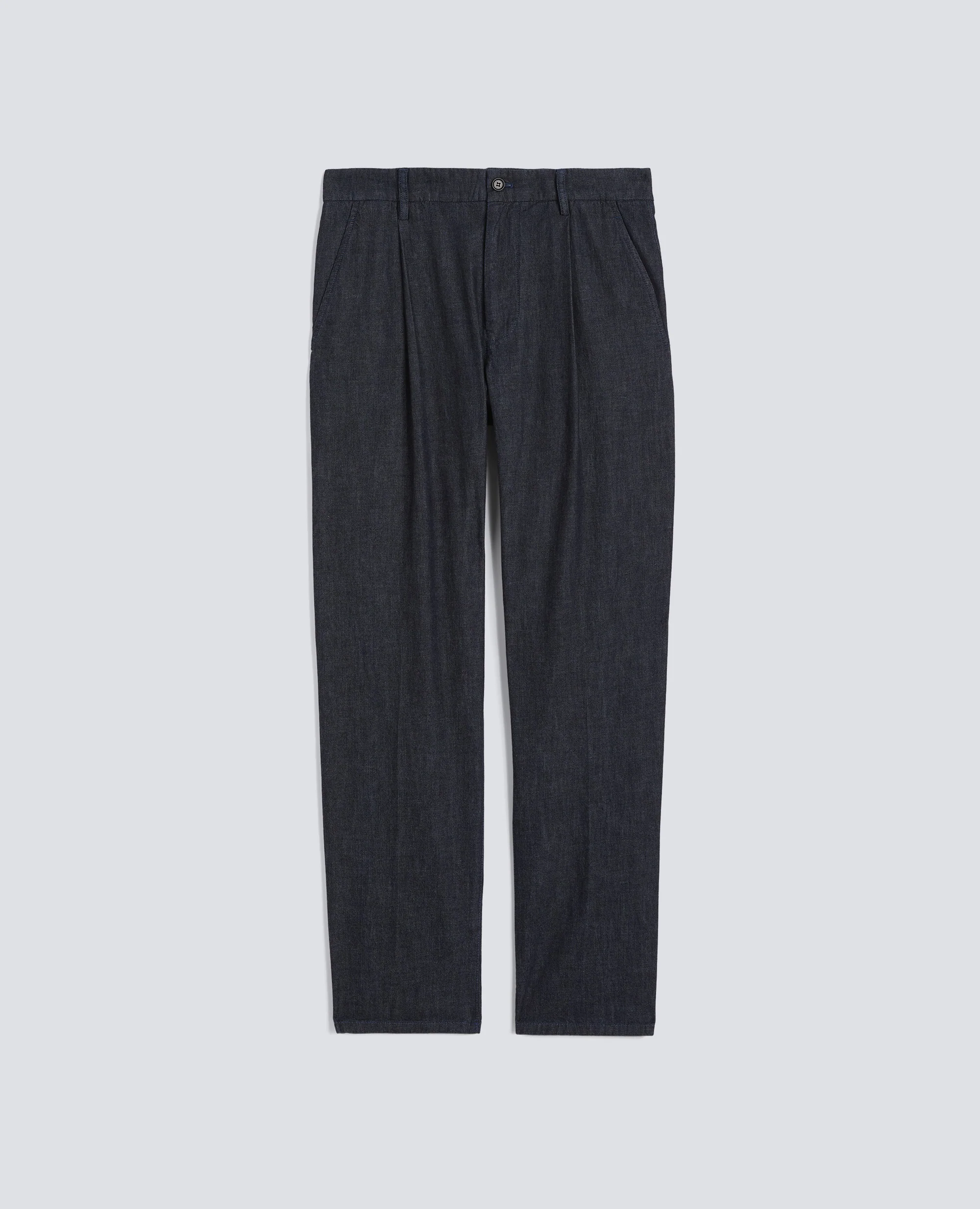PANTALONE MONO PINCE IN DENIM DI COTONE LEGGERO - DENIM SCURO
