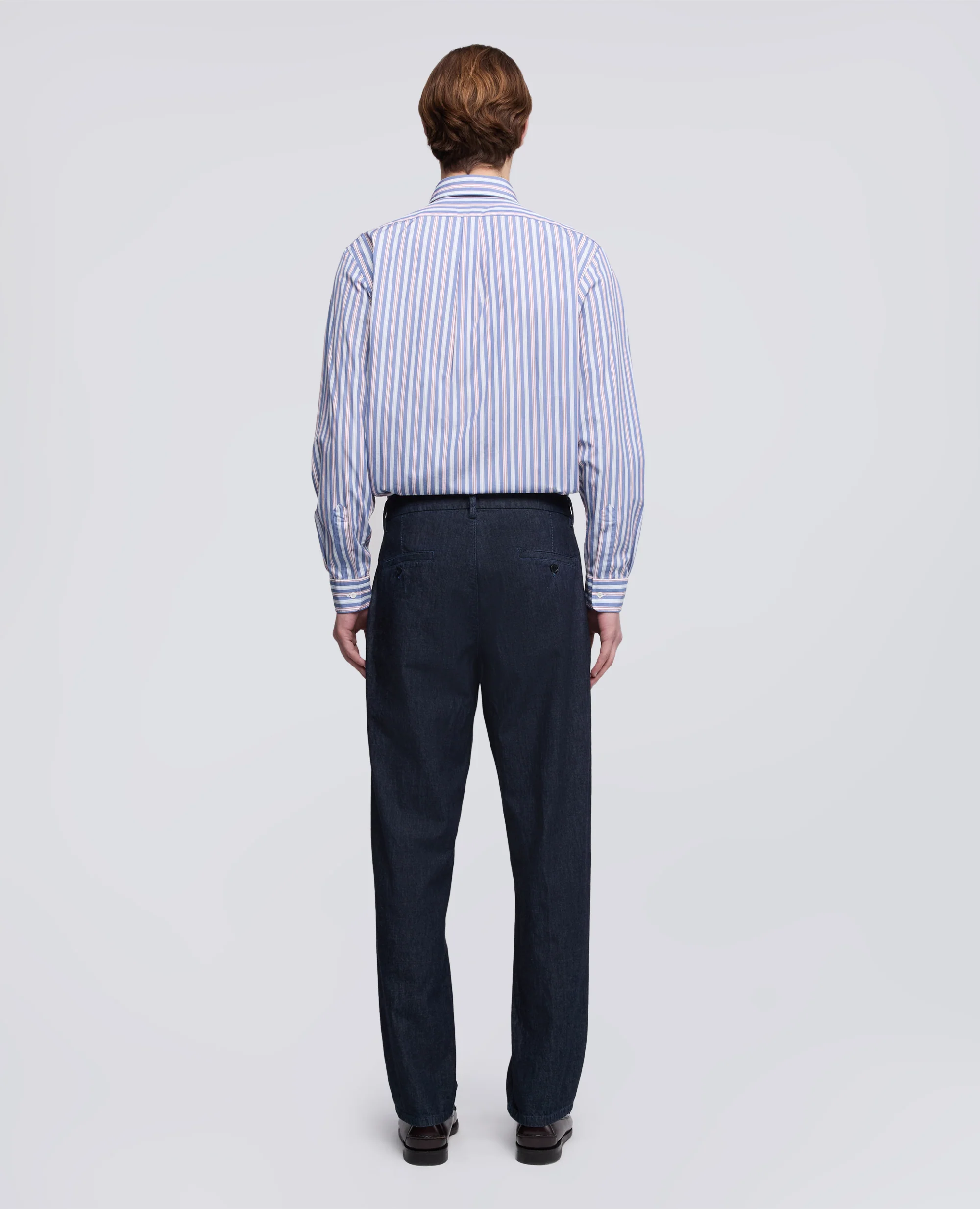 PANTALONE MONO PINCE IN DENIM DI COTONE LEGGERO - DENIM SCURO - Image 3