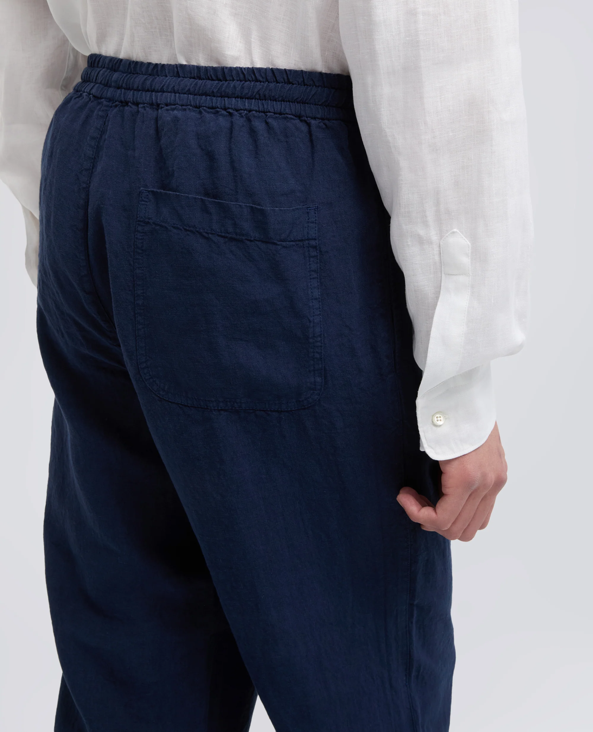PANTALONE VENTURA IN TELA DI LINO COMPATTA TINTO CAPO - BLUETTE - Image 4