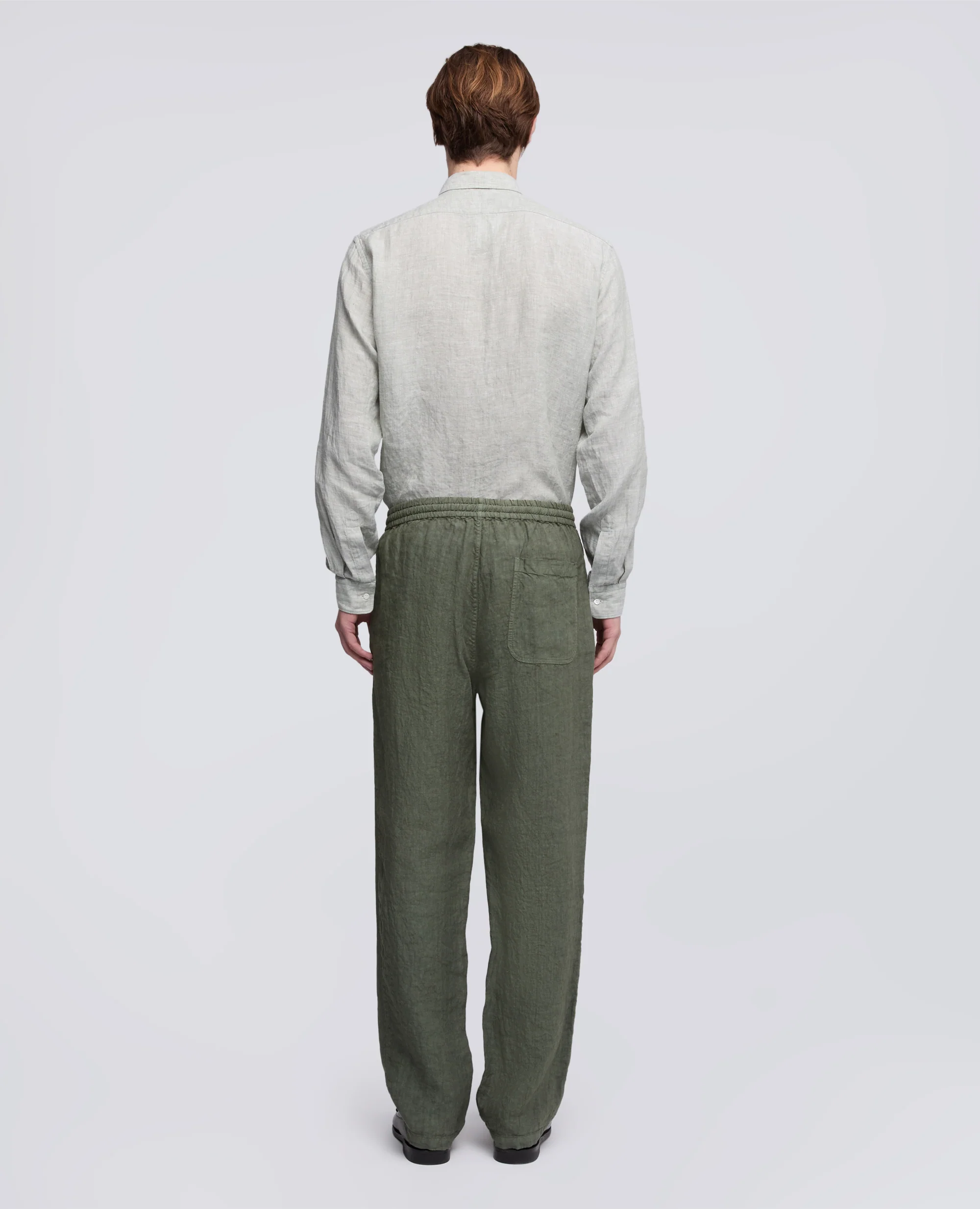 PANTALONE VENTURA IN TELA DI LINO COMPATTA TINTO CAPO - VERDE - Image 3