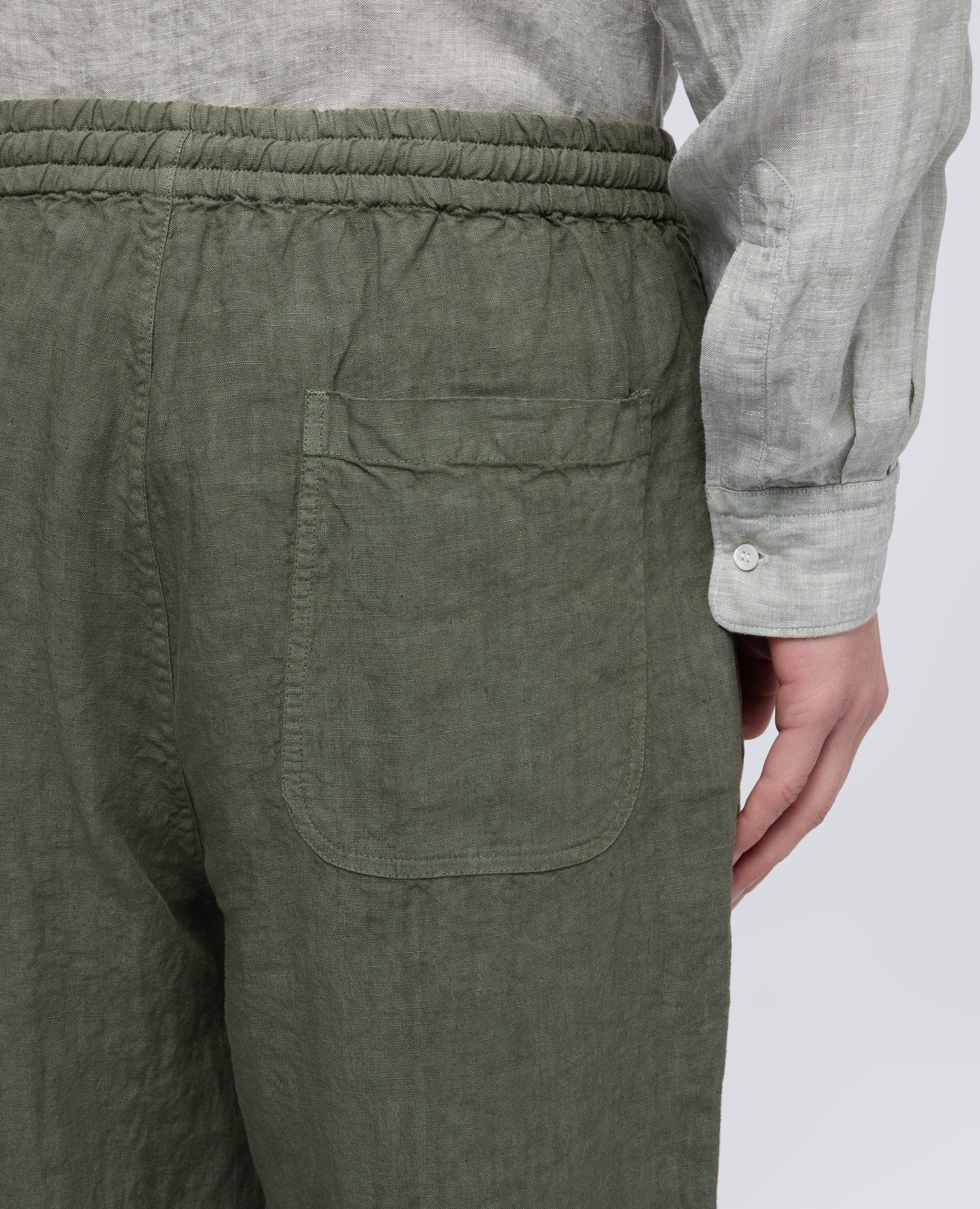 PANTALONE VENTURA IN TELA DI LINO COMPATTA TINTO CAPO - VERDE - Image 4