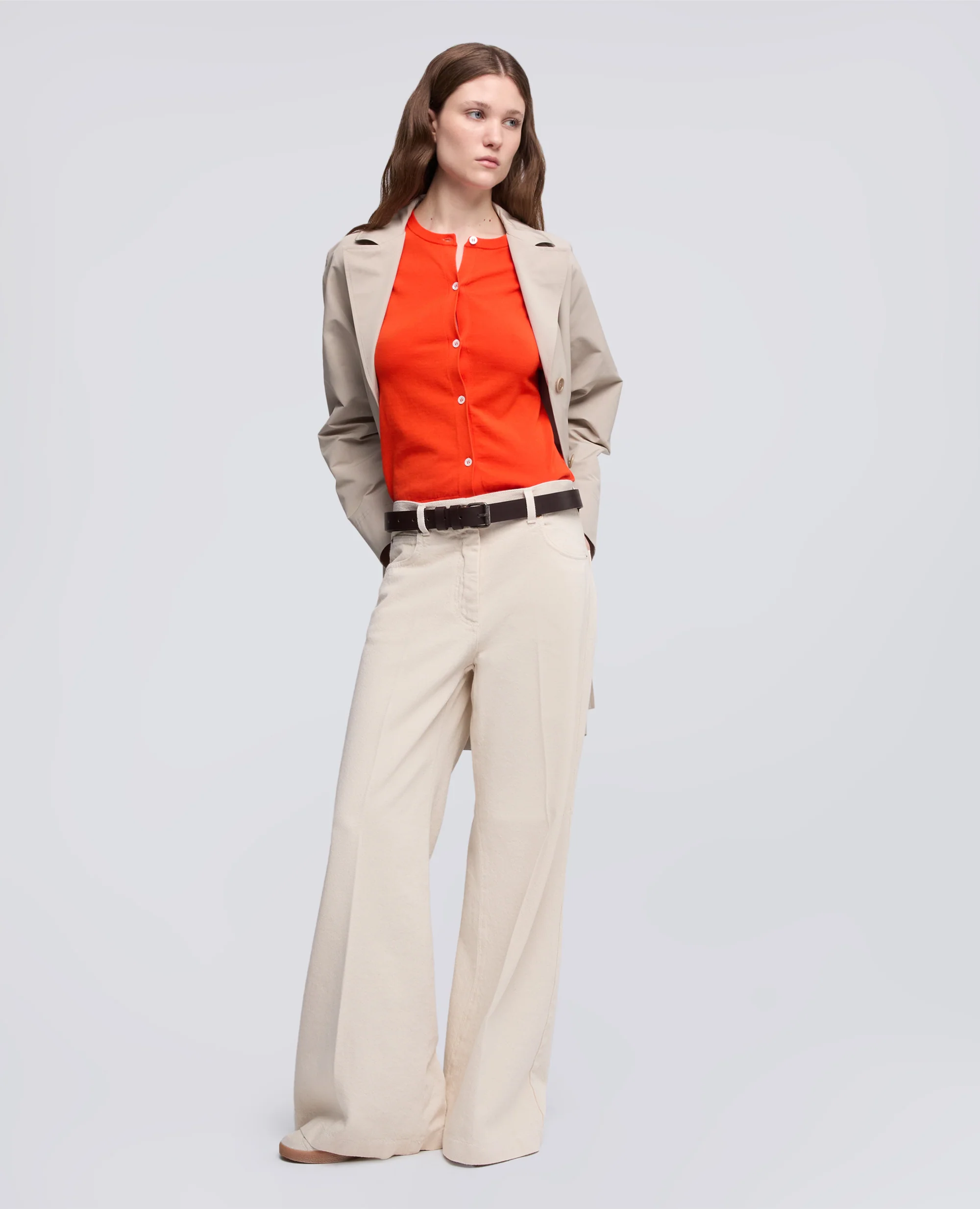 PANTALONE WIDE LEG IN DENIM DI COTONE - BURRO - Image 2