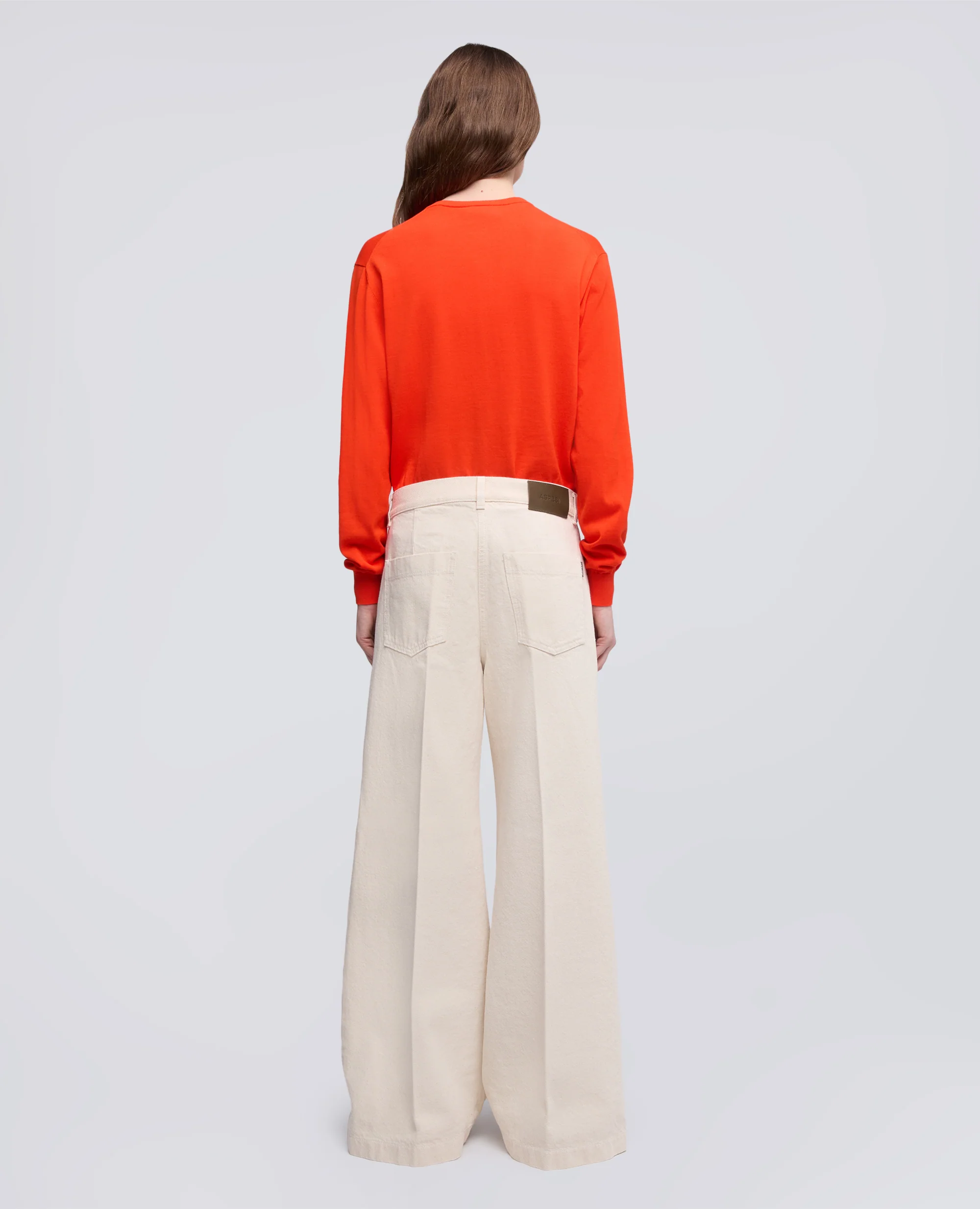 PANTALONE WIDE LEG IN DENIM DI COTONE - BURRO - Image 3