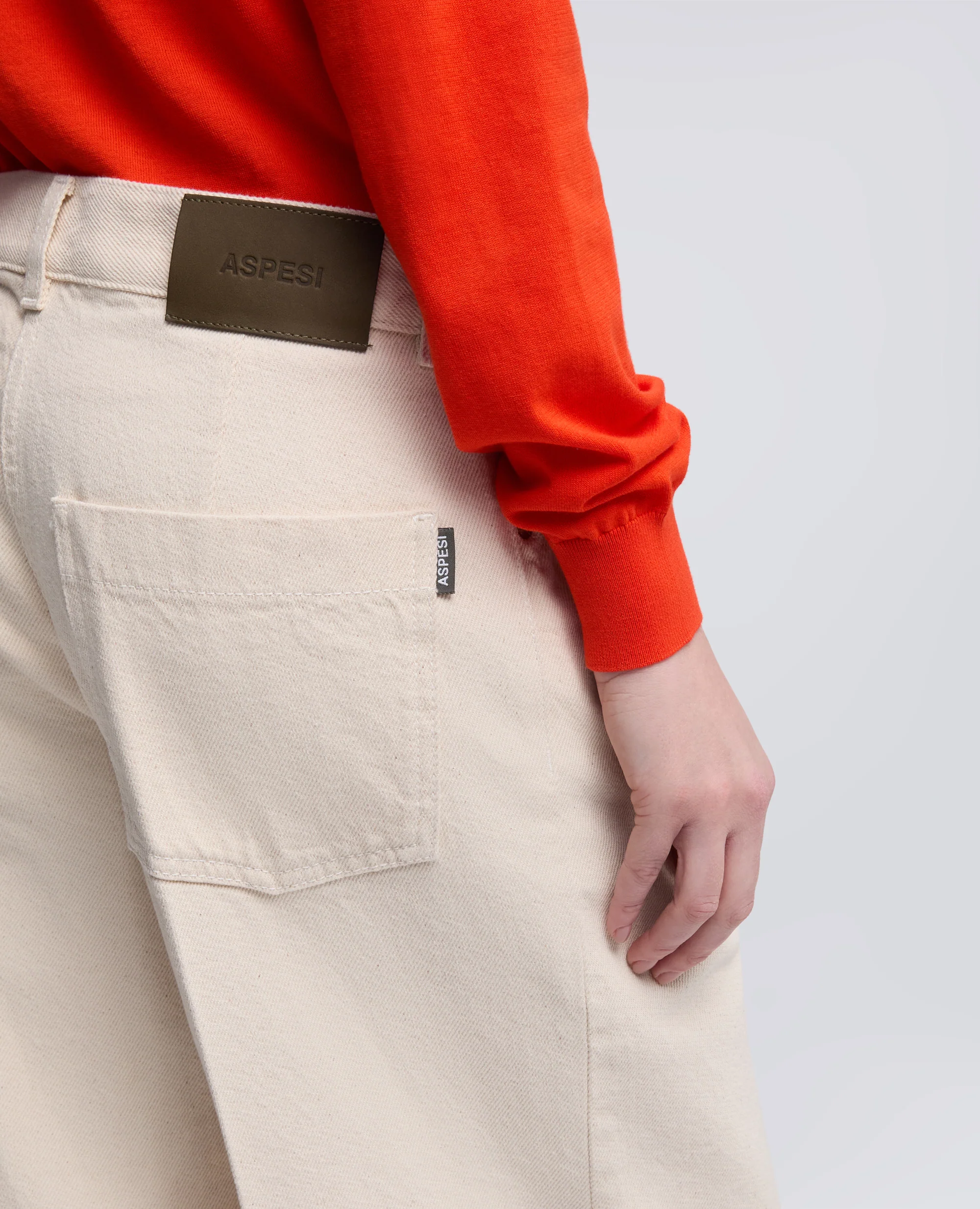 PANTALONE WIDE LEG IN DENIM DI COTONE - BURRO - Image 4