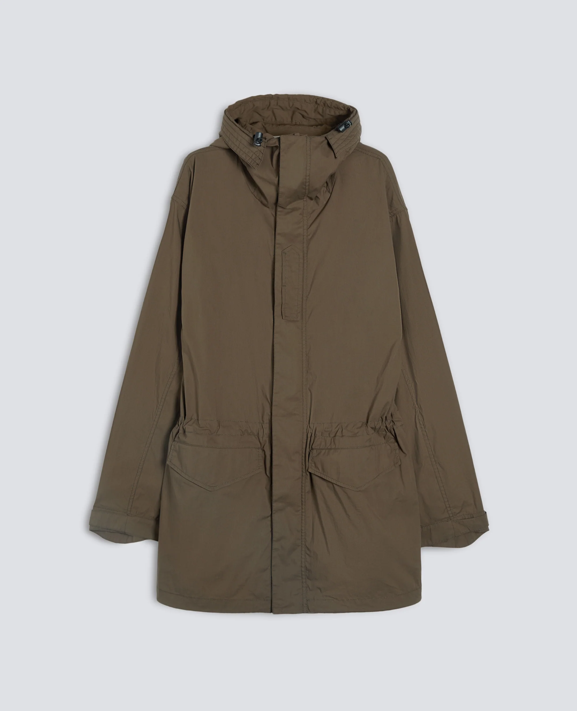 PARKA IN POPELINE DI COTONE E NYLON STRETCH - MILITARE