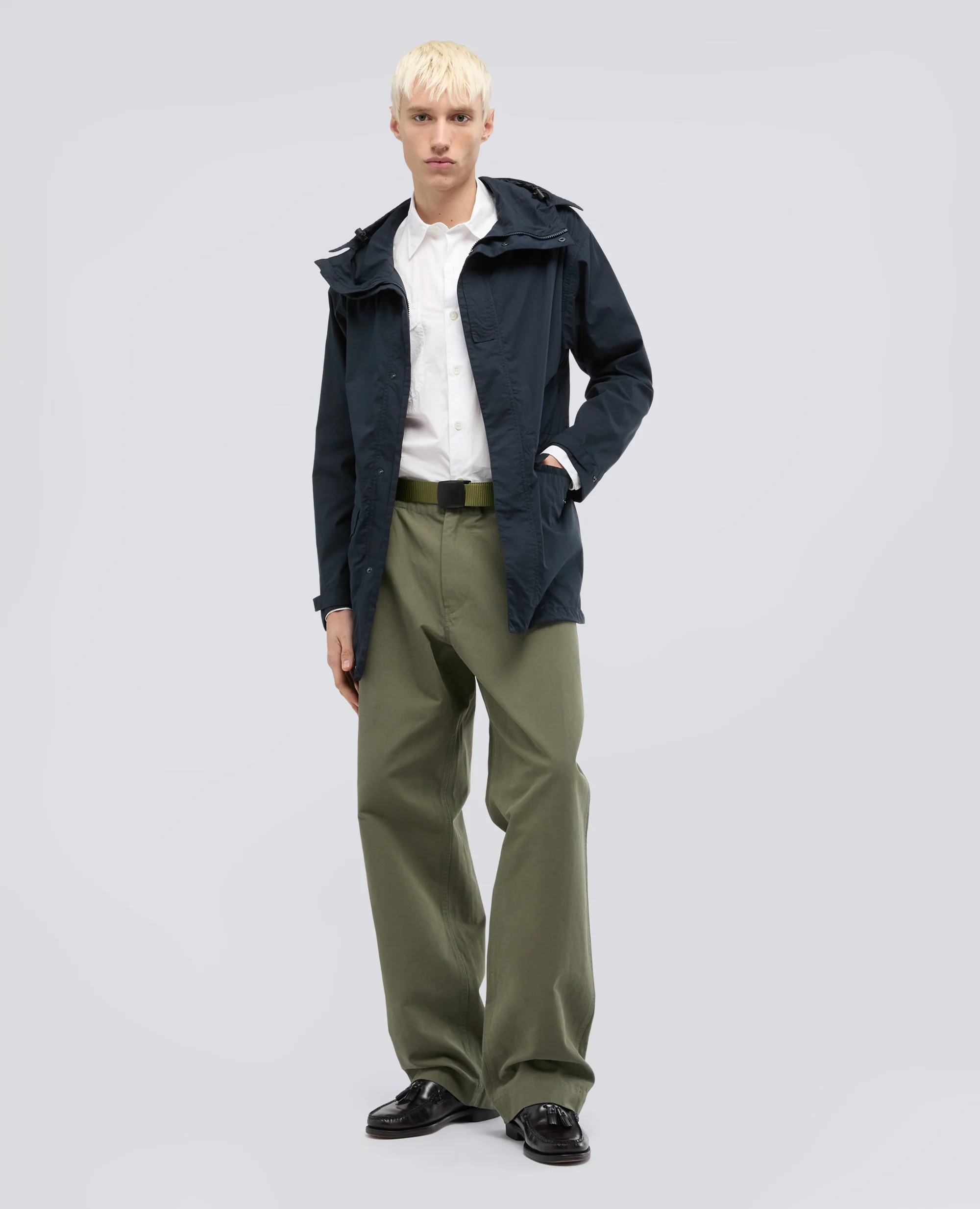 PARKA IN POPELINE DI COTONE E NYLON STRETCH - NAVY - Image 2