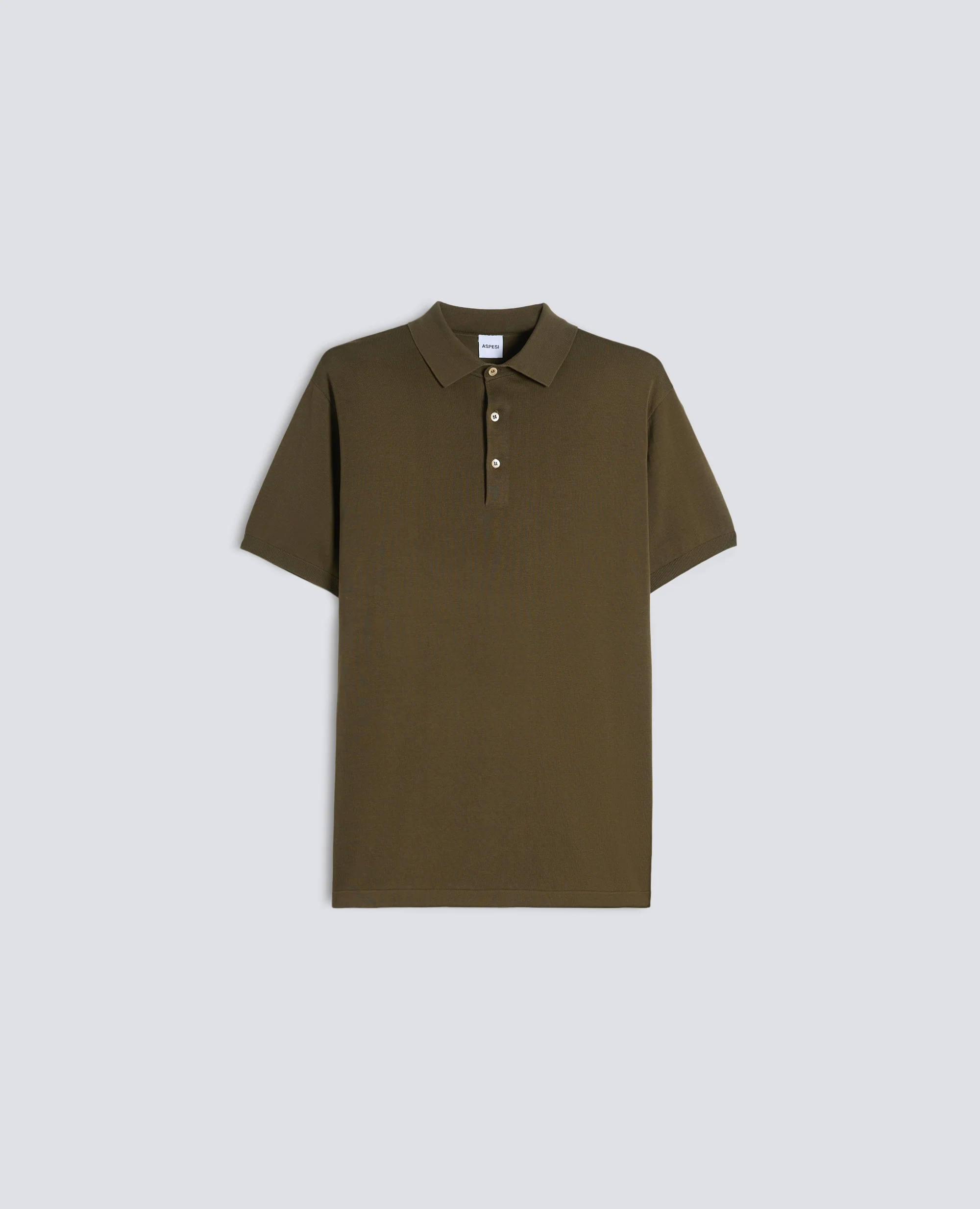 POLO IN COTONE CON BOTTONI IN MADREPERLA - MILITARE
