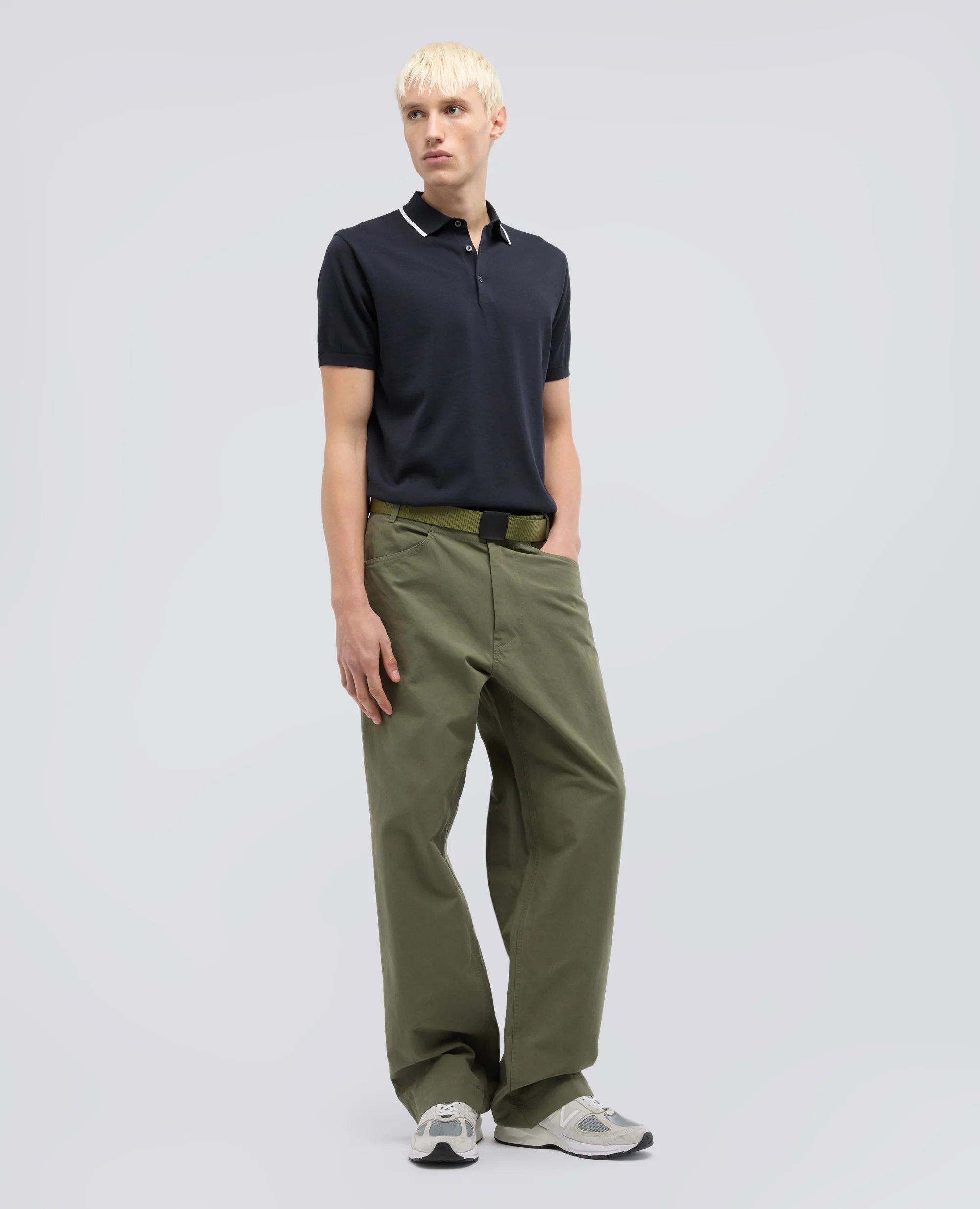 POLO IN COTONE CON BOTTONI IN MADREPERLA - NAVY - Image 2