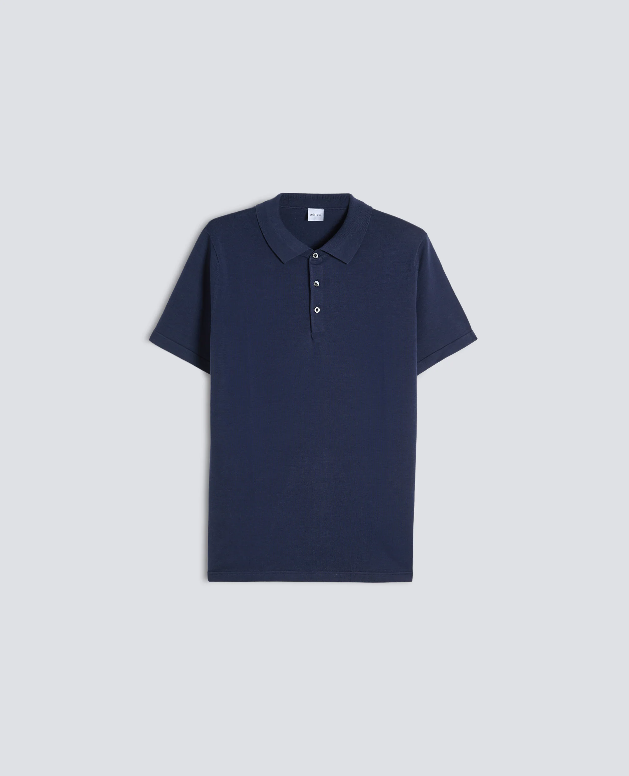 POLO IN MAGLIA DI COTONE, SETA E LINO - NAVY