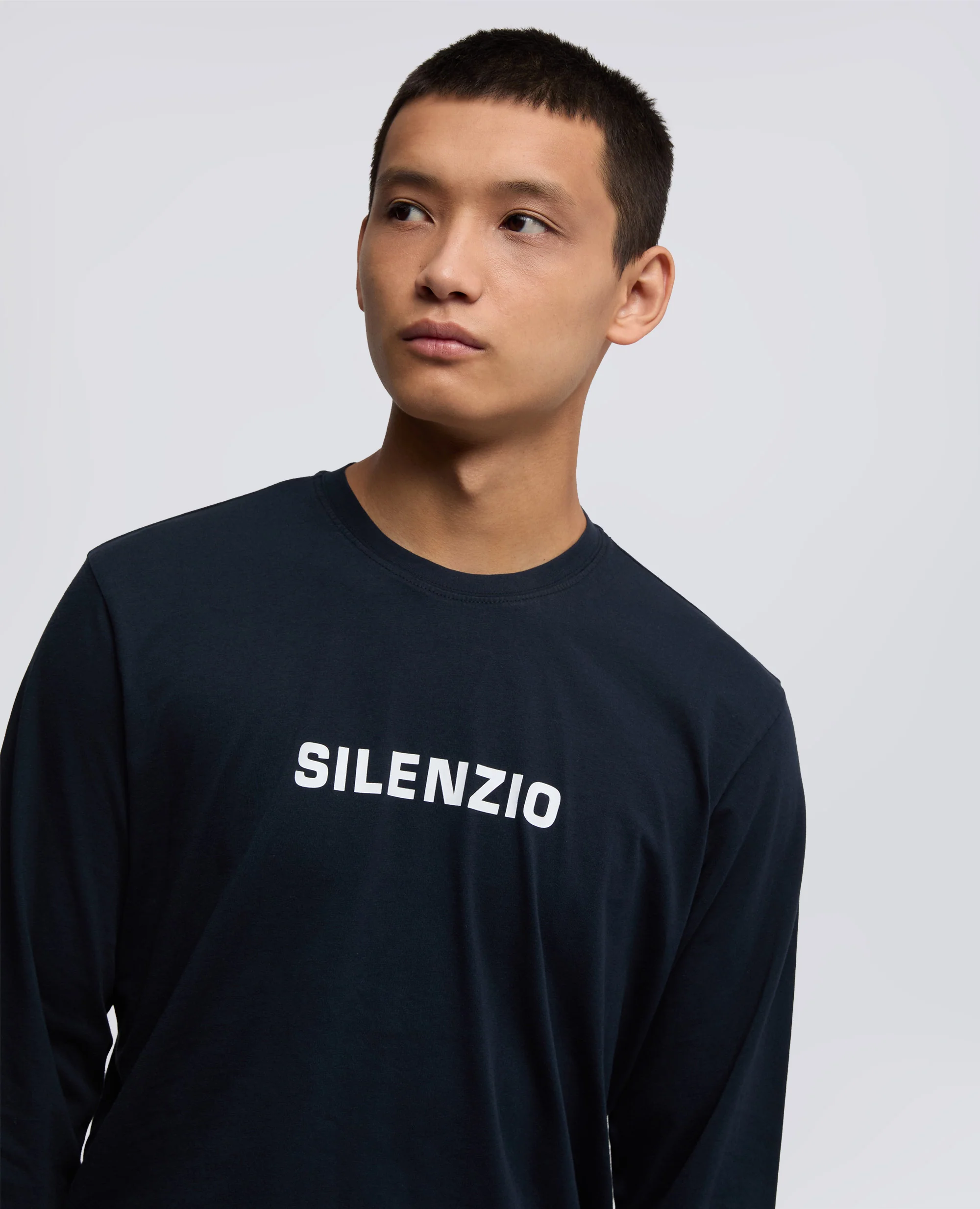 T-SHIRT A MANICHE LUNGHE SILENZIO - NAVY - Image 4